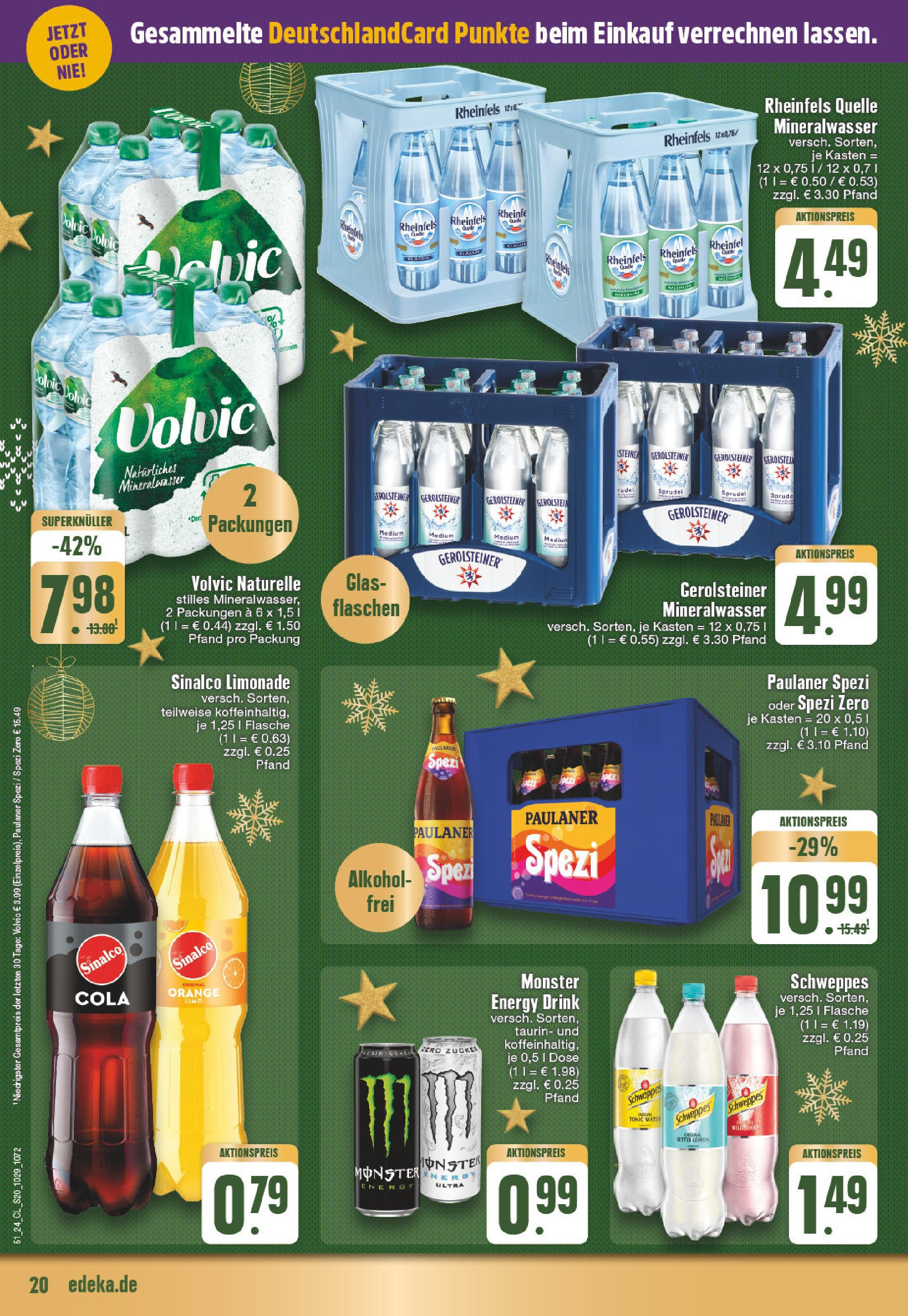 Edeka - EDEKA: Wochenangebote (ab 15.12.2024) » Angebote Online | Seite: 20 | Produkte: Cola, Limonade, Mineralwasser, Volvic