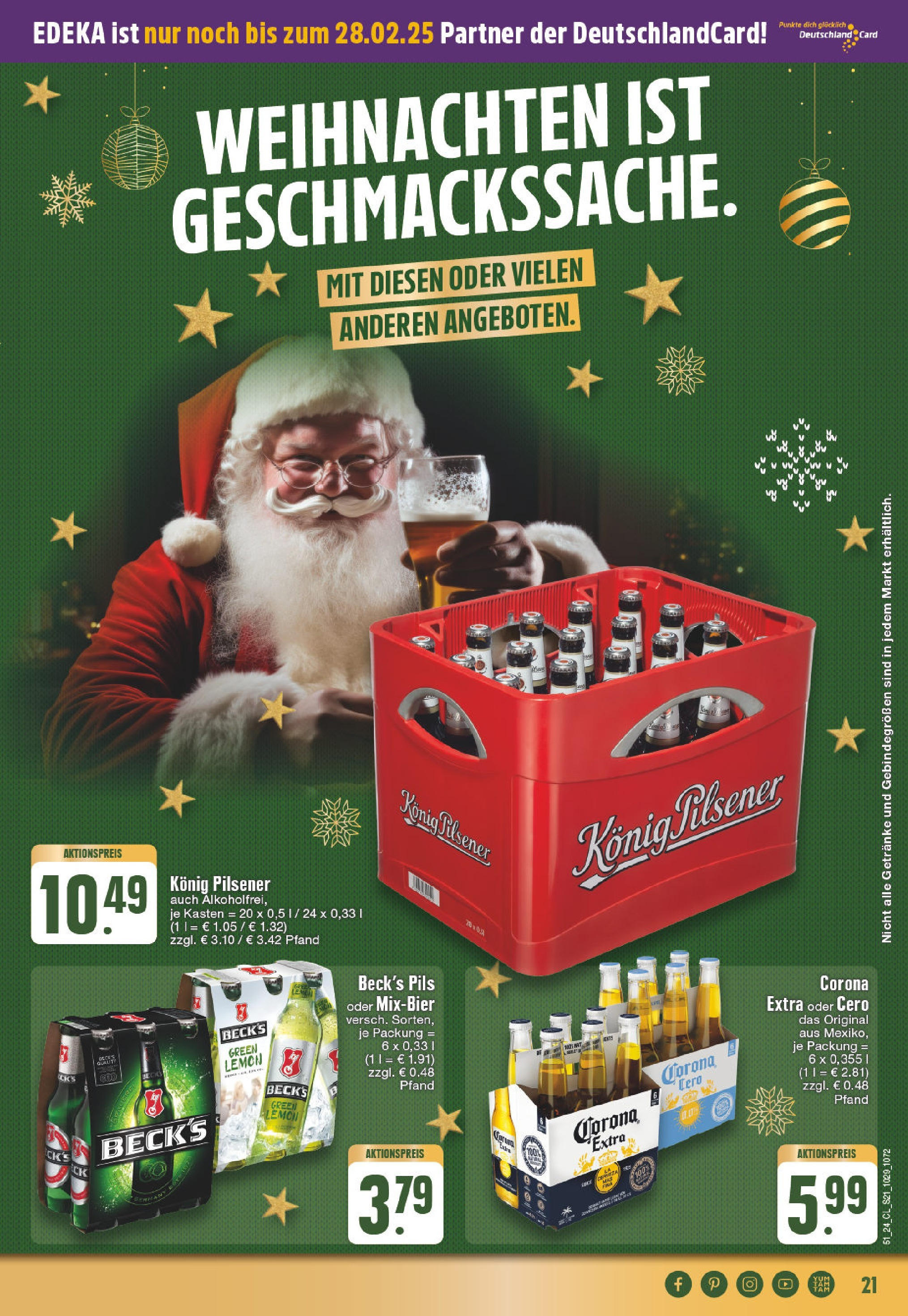 Edeka - EDEKA: Wochenangebote (ab 15.12.2024) » Angebote Online | Seite: 21 | Produkte: Konig pilsener, Pils