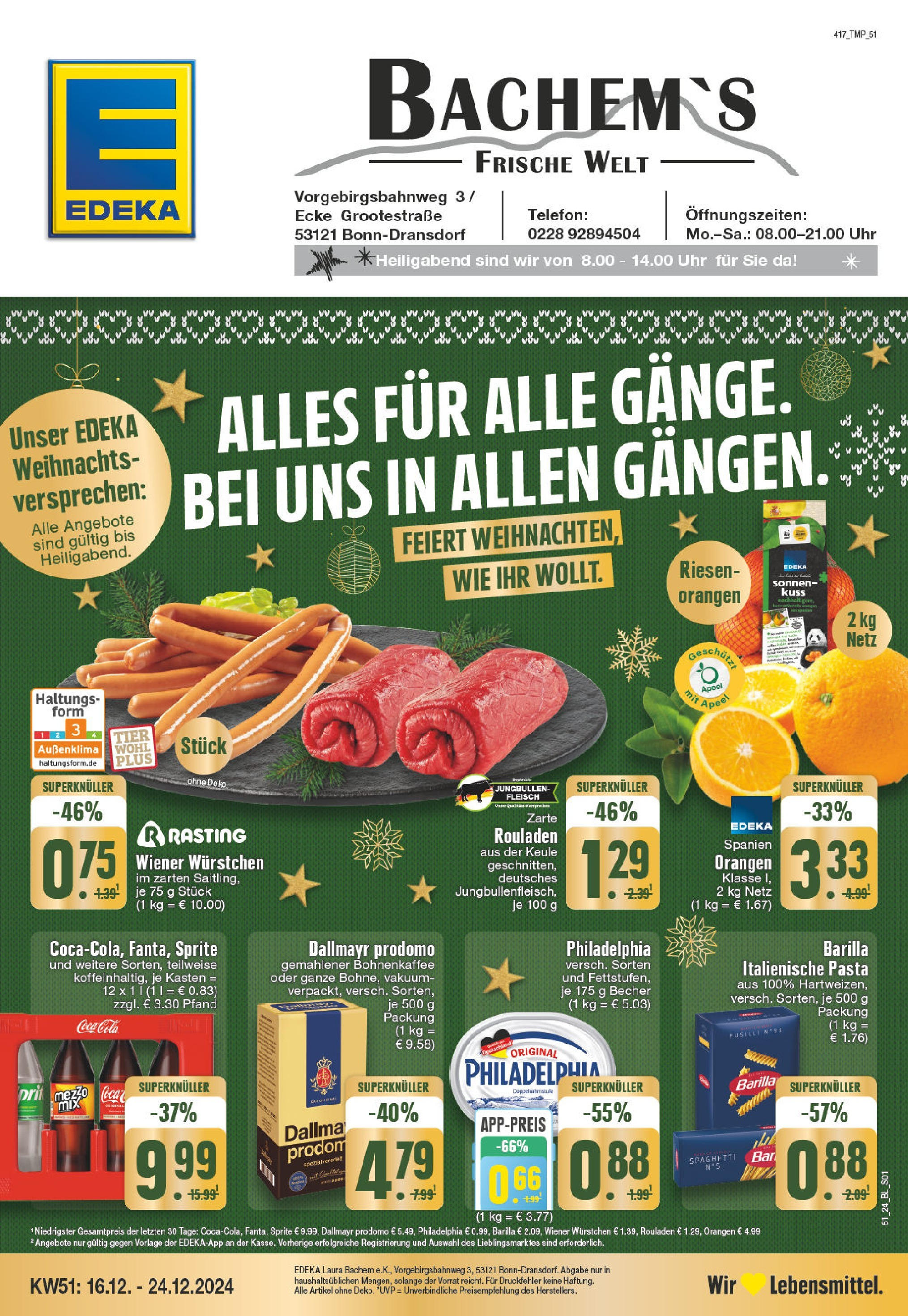 Edeka - EDEKA: Wochenangebote (ab 15.12.2024) » Angebote Online | Seite: 1 | Produkte: Sprite, Cola, Philadelphia, Fleisch