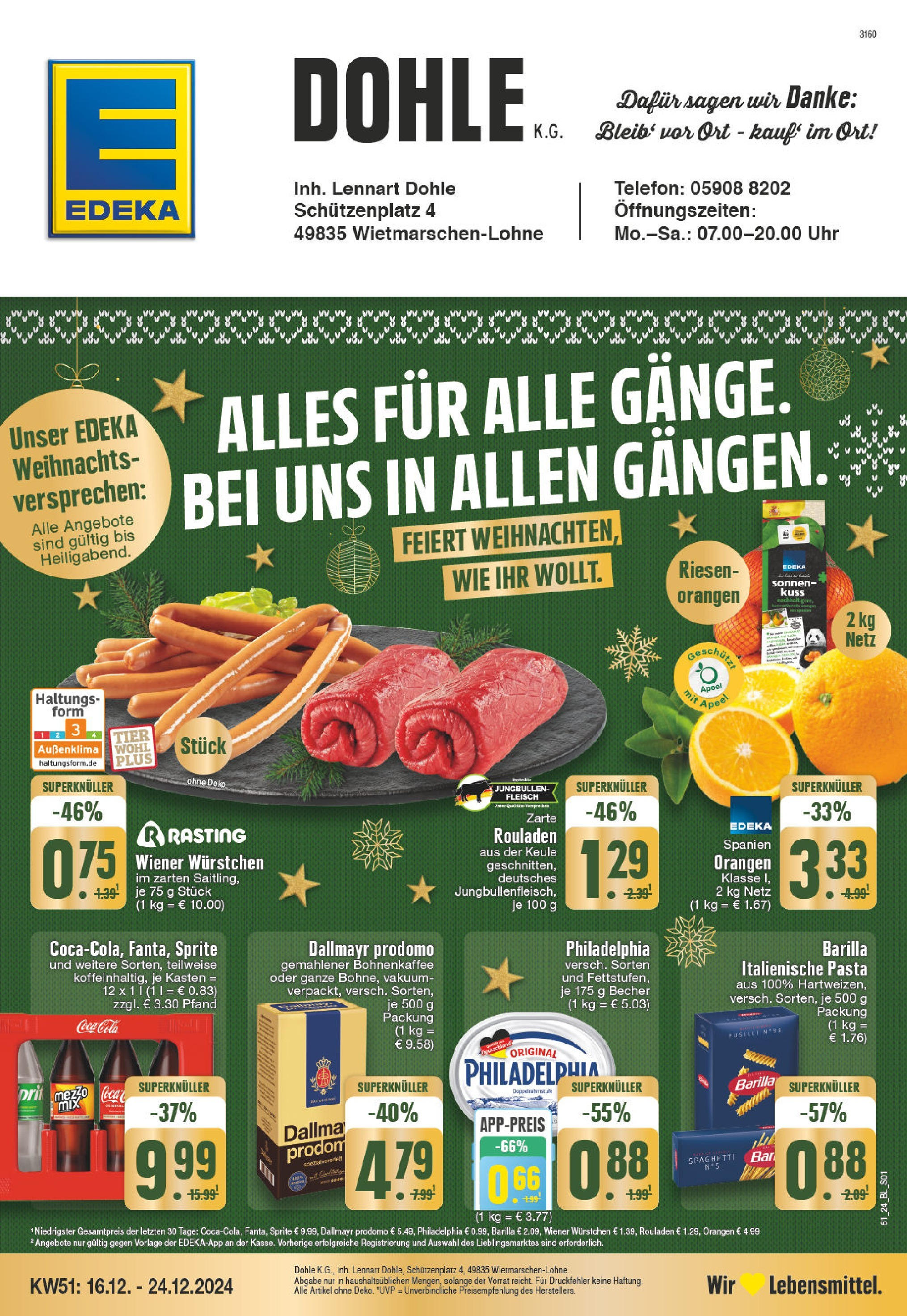 Edeka - EDEKA: Wochenangebote (ab 15.12.2024) » Angebote Online | Seite: 1 | Produkte: Cola, Philadelphia, Orangen, Dallmayr