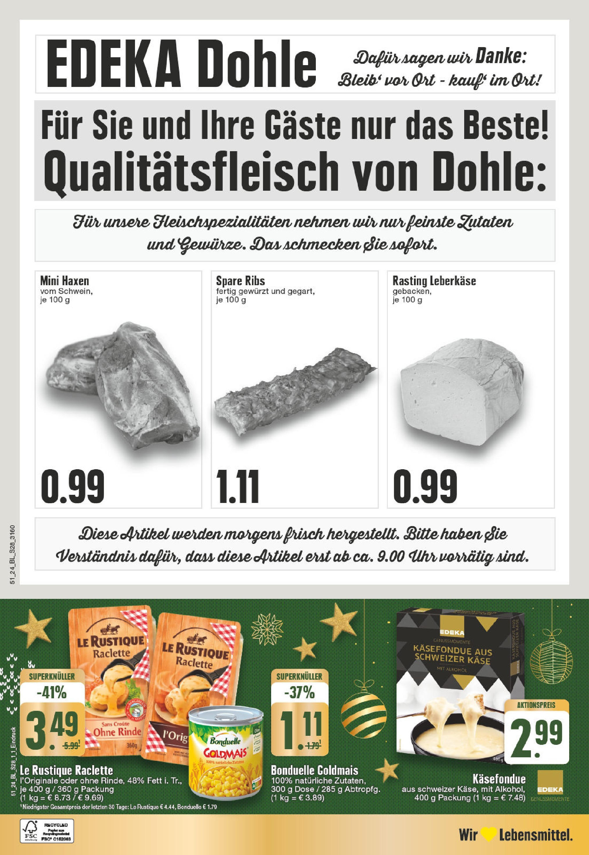 Edeka - EDEKA: Wochenangebote (ab 15.12.2024) » Angebote Online | Seite: 28 | Produkte: Käse, Spare ribs, Raclette, Leberkase