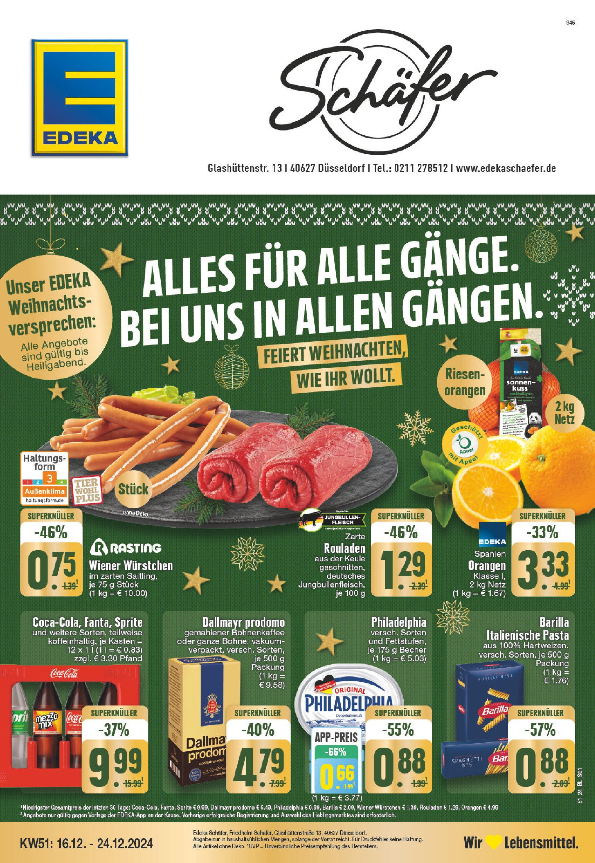 Edeka - EDEKA: Wochenangebote (ab 15.12.2024) » Angebote Online | Seite: 1 | Produkte: Cola, Barilla, Pasta, Dallmayr prodomo