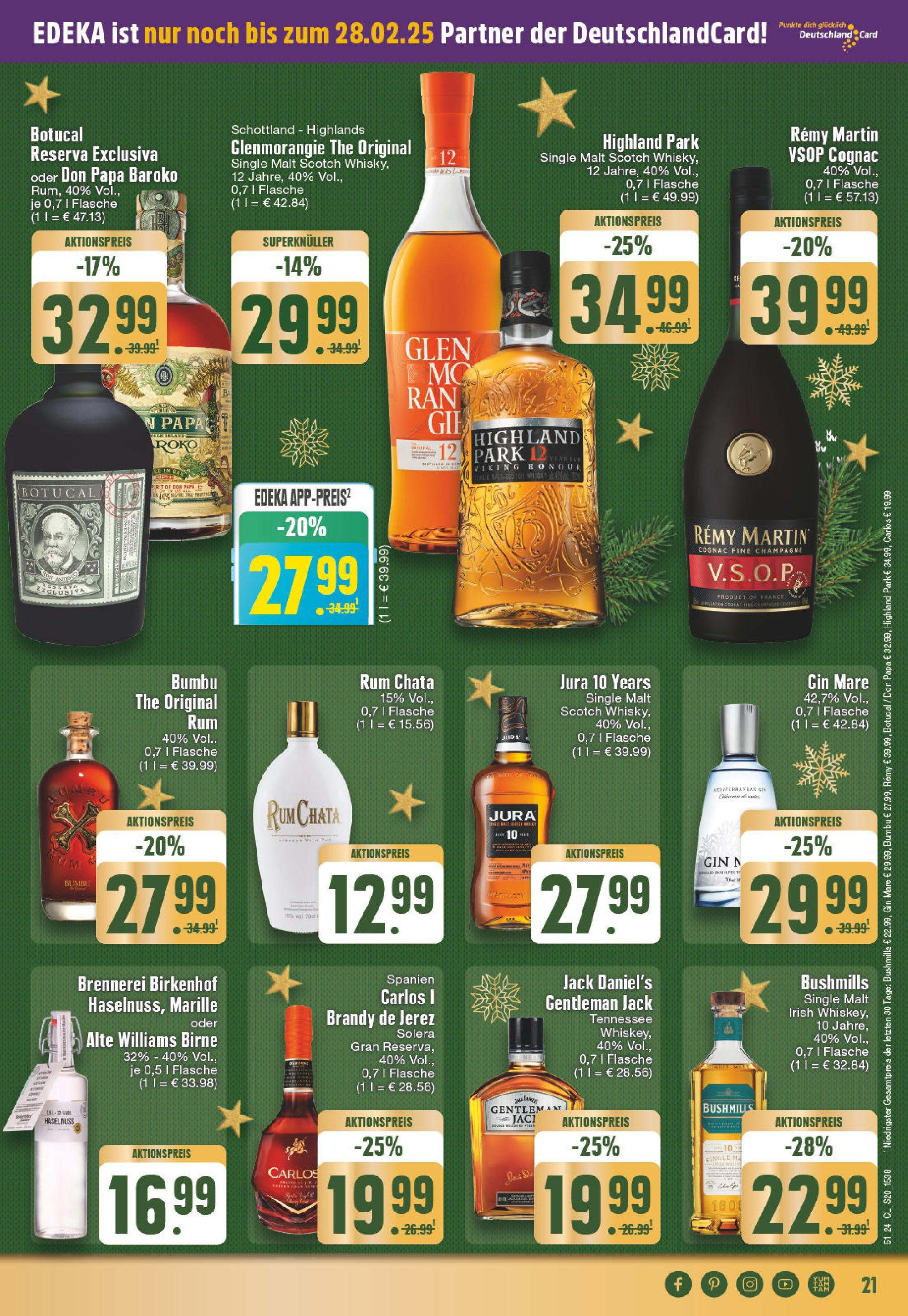 Edeka - EDEKA: Wochenangebote (ab 15.12.2024) » Angebote Online | Seite: 21 | Produkte: Jura, Rum, Jack Daniel's, Gin