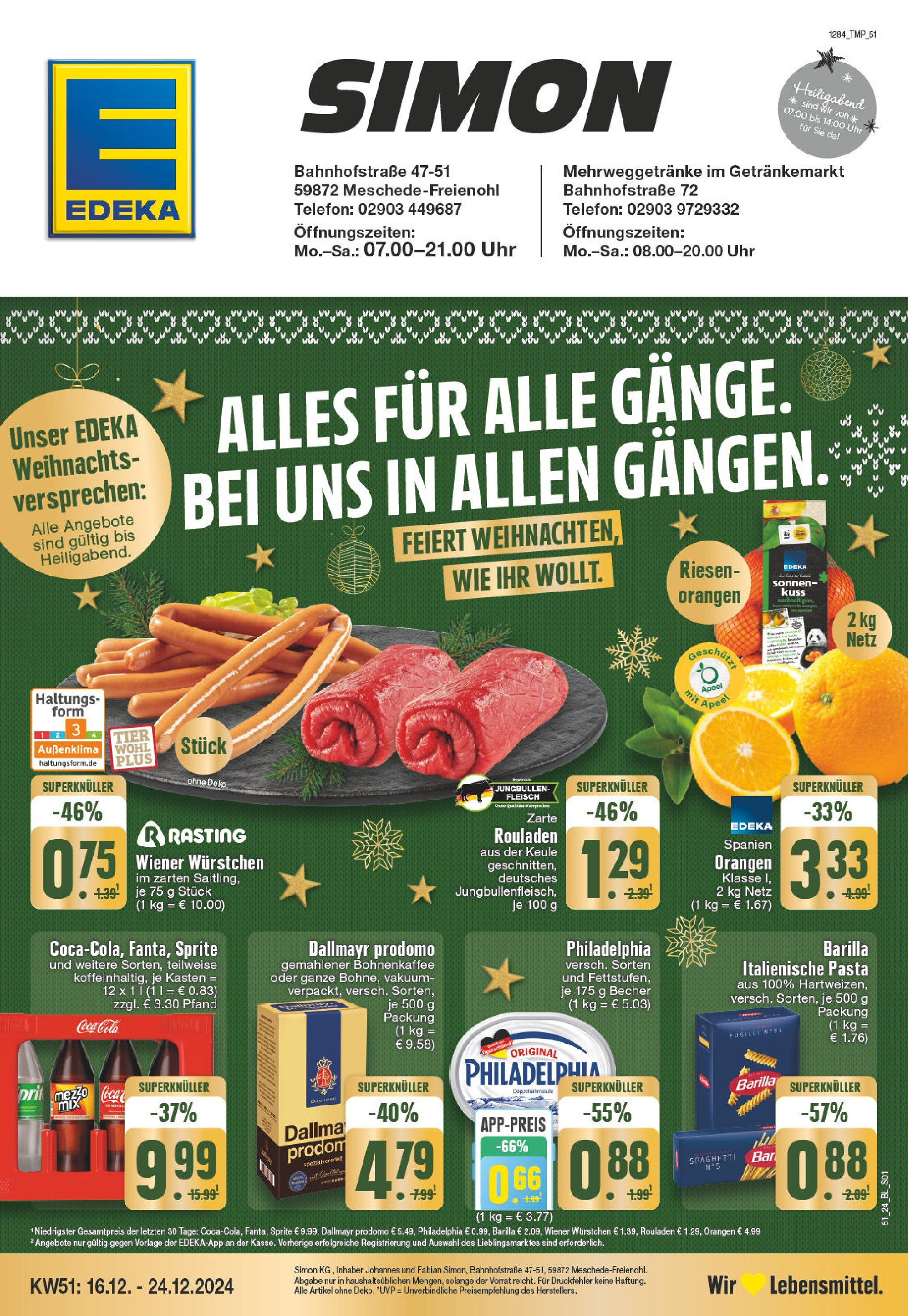 Edeka - EDEKA: Wochenangebote (ab 15.12.2024) » Angebote Online | Seite: 1 | Produkte: Philadelphia, Orangen, Pasta, Uhr