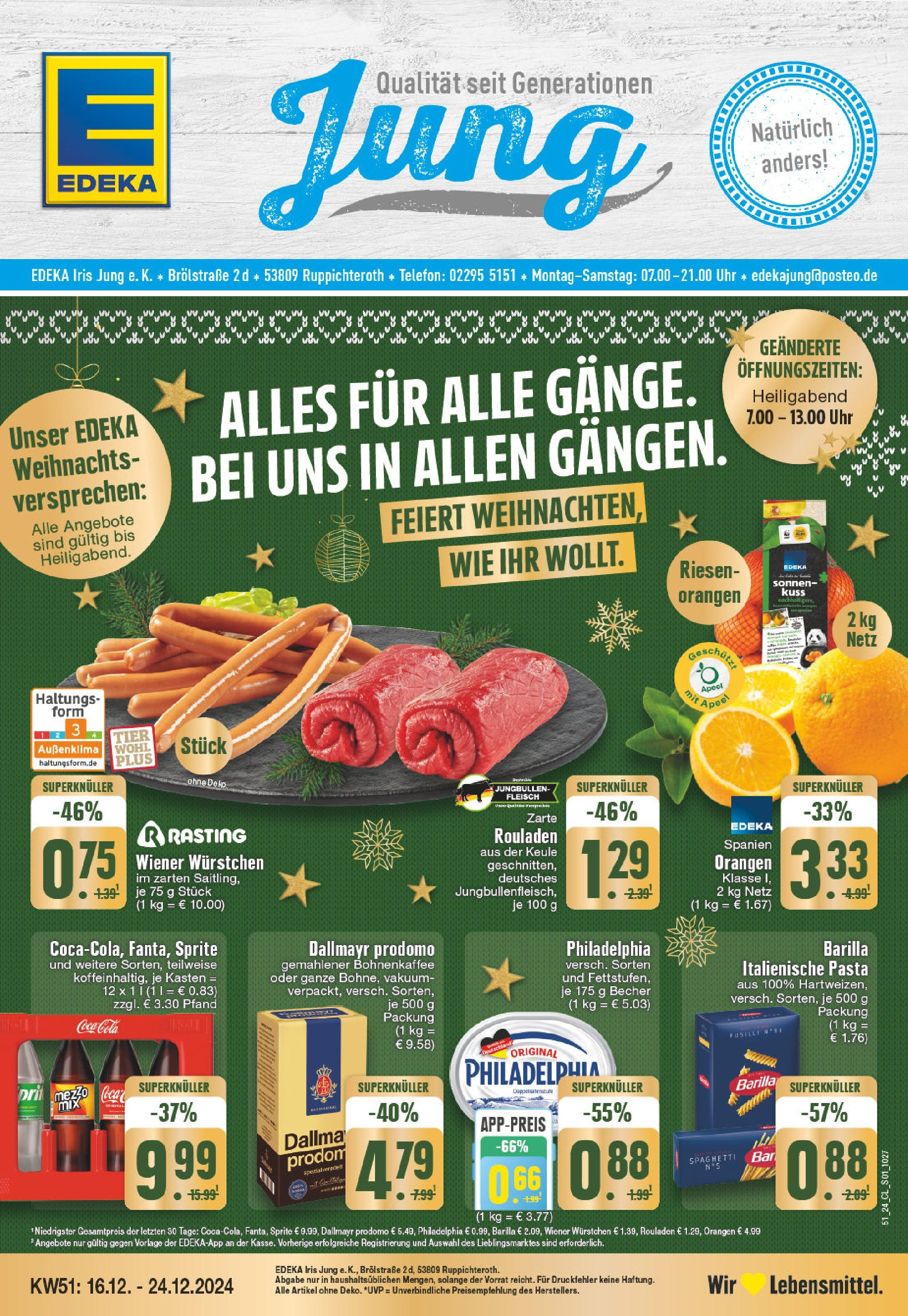 Edeka - EDEKA: Wochenangebote (ab 15.12.2024) » Angebote Online | Seite: 1 | Produkte: Coca cola, Philadelphia, Pasta, Fleisch