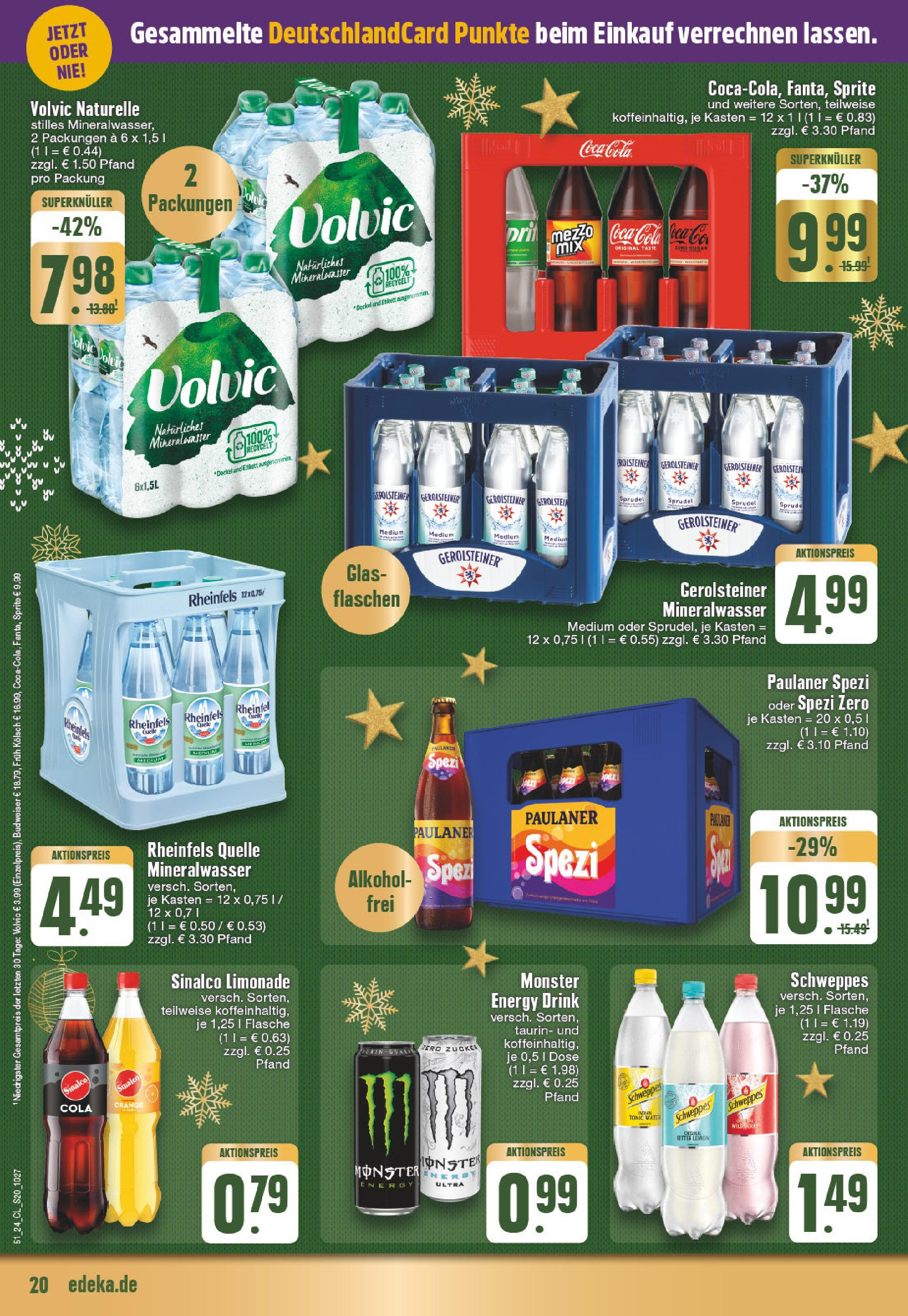 Edeka - EDEKA: Wochenangebote (ab 15.12.2024) » Angebote Online | Seite: 20 | Produkte: Schweppes, Mineralwasser, Zucker, Budweiser