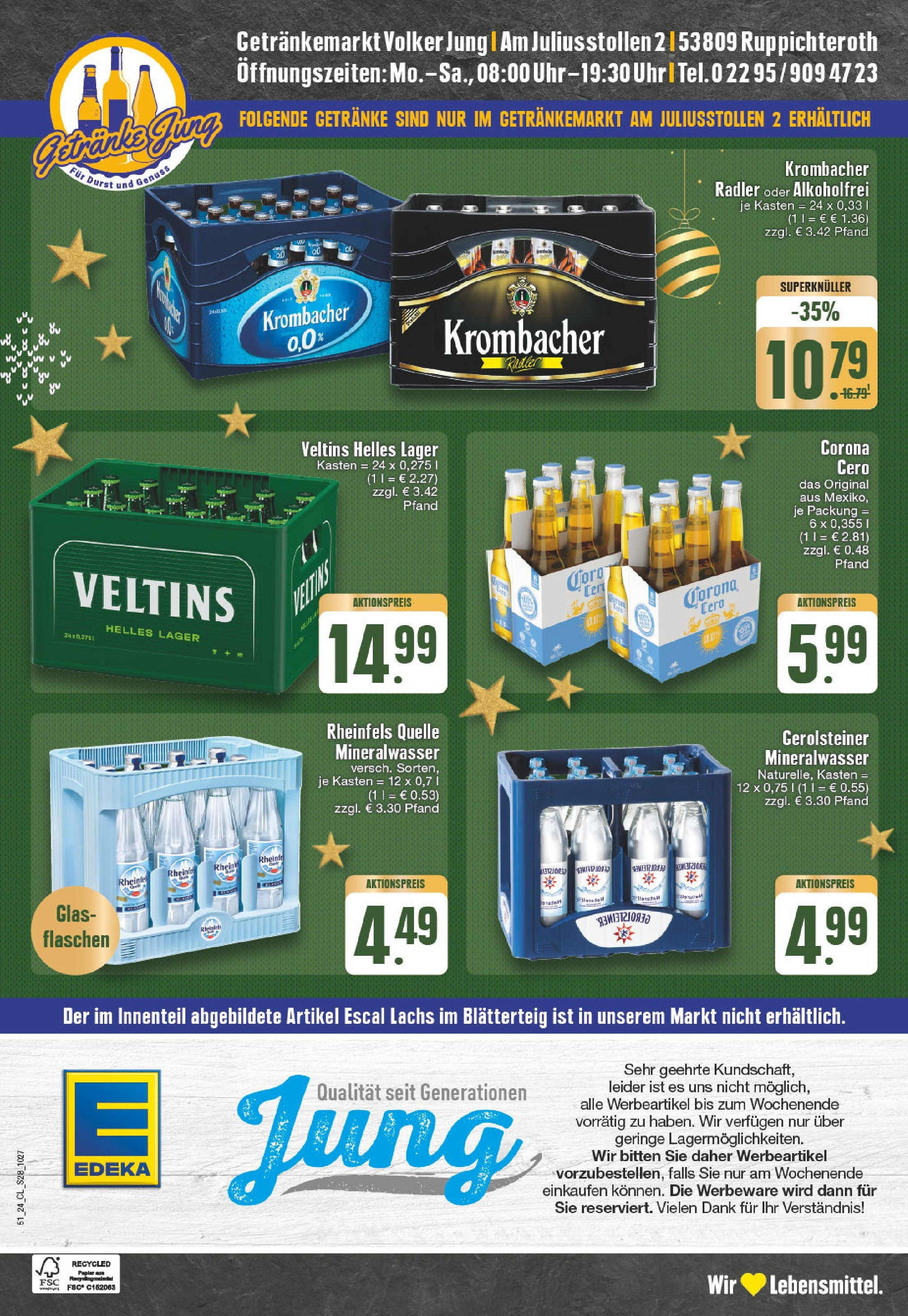 Edeka - EDEKA: Wochenangebote (ab 15.12.2024) » Angebote Online | Seite: 28 | Produkte: Lachs, Radler, Krombacher, Uhr