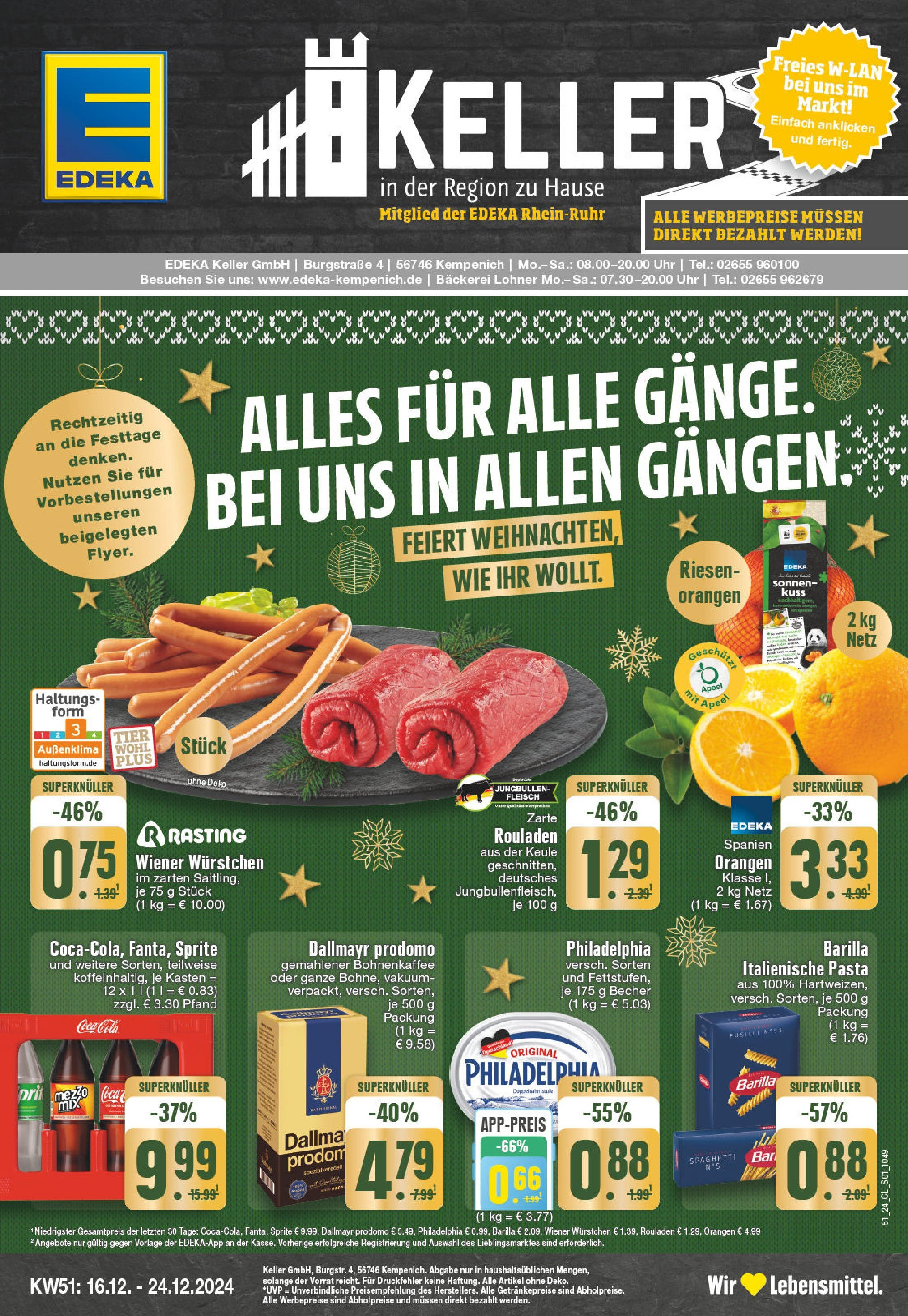 Edeka - EDEKA: Wochenangebote (ab 15.12.2024) » Angebote Online | Seite: 1 | Produkte: Bäckerei, Wiener wurstchen, Cola, Philadelphia