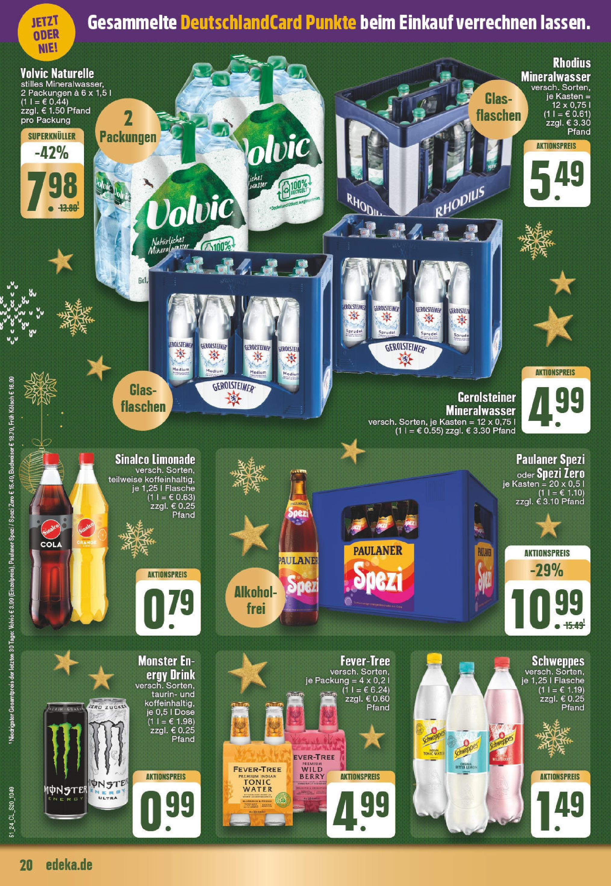 Edeka - EDEKA: Wochenangebote (ab 15.12.2024) » Angebote Online | Seite: 20 | Produkte: Sinalco, Schweppes, Monster, Zucker