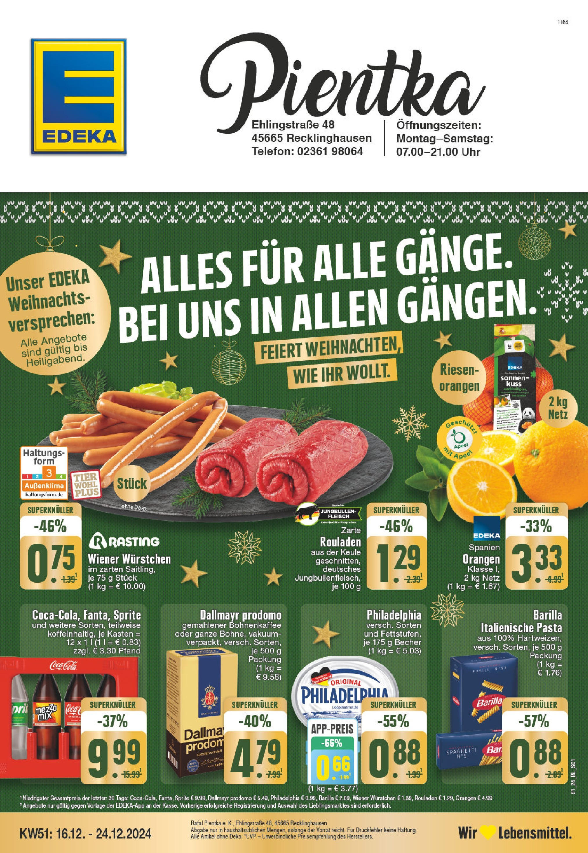 Edeka - EDEKA: Wochenangebote (ab 15.12.2024) » Angebote Online | Seite: 1 | Produkte: Sprite, Pasta, Dallmayr prodomo, Fleisch