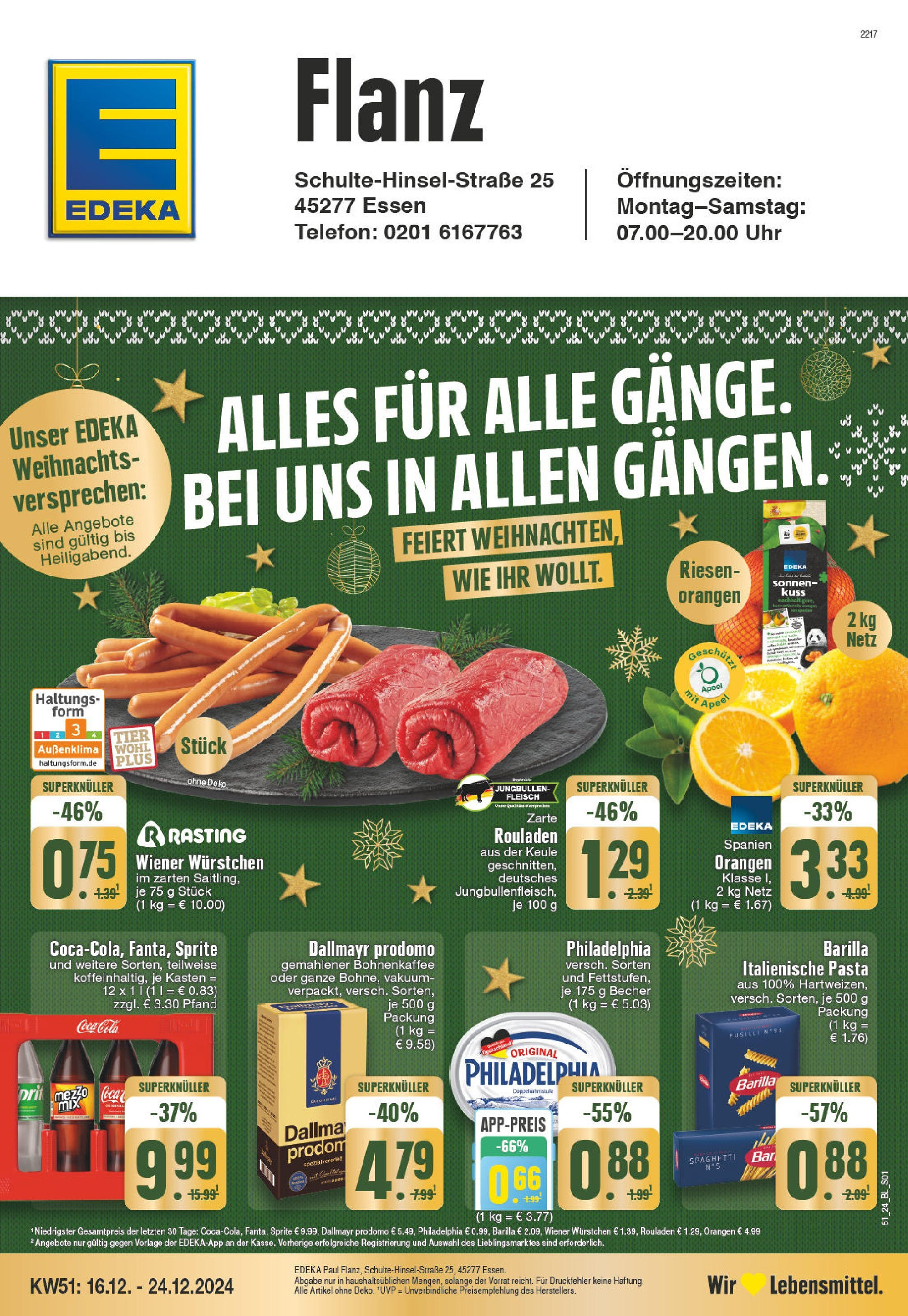 Edeka - EDEKA: Wochenangebote (ab 15.12.2024) » Angebote Online | Seite: 1 | Produkte: Wiener wurstchen, Cola, Barilla, Orangen