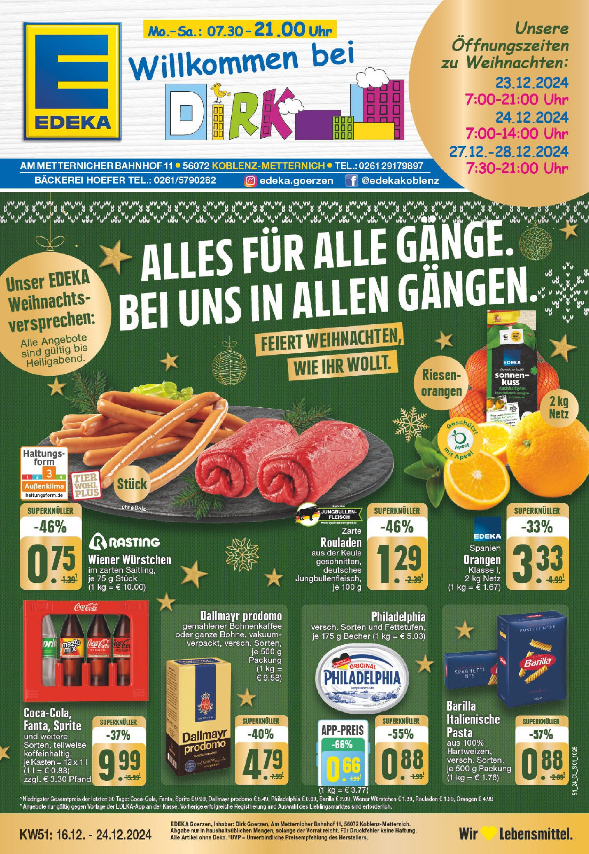 Edeka - EDEKA: Wochenangebote (ab 15.12.2024) » Angebote Online | Seite: 1 | Produkte: Philadelphia, Dallmayr, Pasta, Dallmayr prodomo