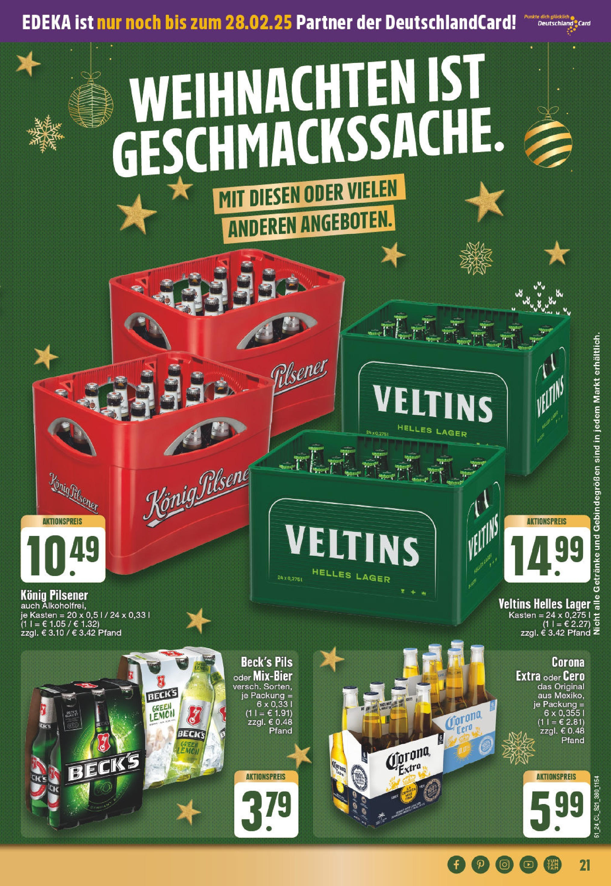 Edeka - EDEKA: Wochenangebote (ab 15.12.2024) » Angebote Online | Seite: 21 | Produkte: Konig pilsener, Pils, Veltins