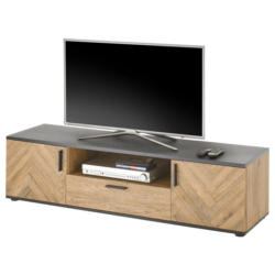 TV-Lowboard Sevilla Eiche Bartex Nachbildung schwarz B/H/T: ca. 154x42x42 cm