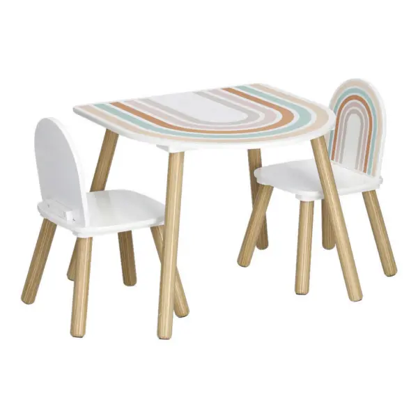 Zeller Kindertisch mit 2 St&uuml;hlen Rainbow