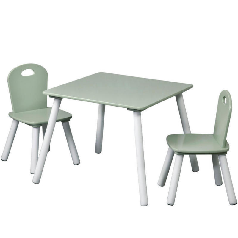 Kesper Kindertisch mit 2 Stühlen mint Spanplatte B/H/L: ca. 55x45x55 cm