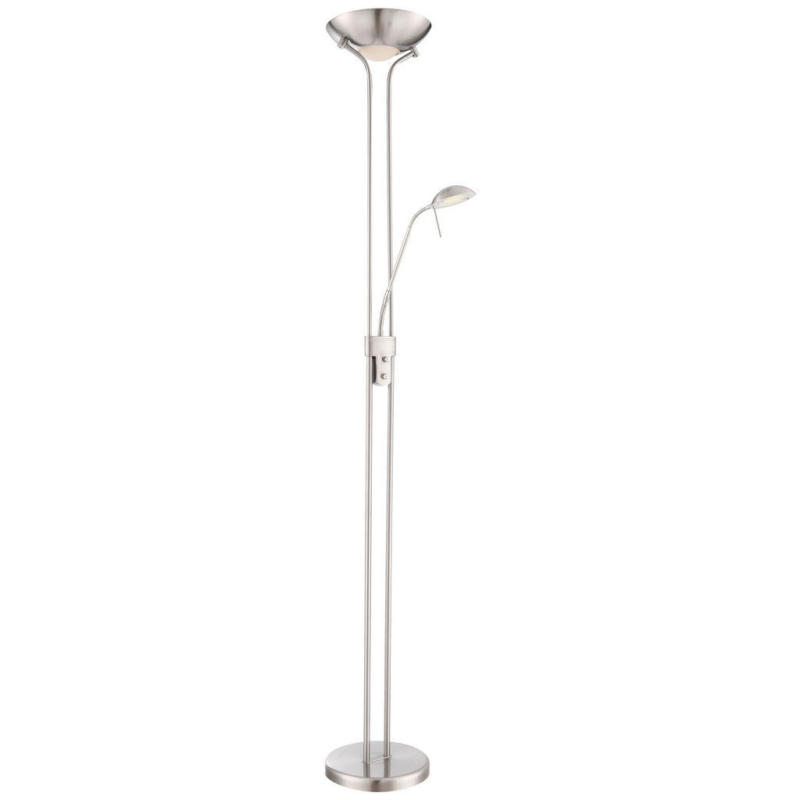 GLOBO LED-Deckenfluter nickel matt Glas Metall H/D: ca. 180x25,5 cm