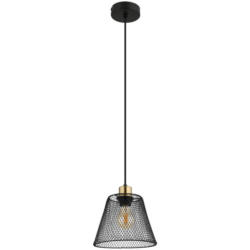 GLOBO Pendelleuchte schwarz gold Metall H/D: ca. 120x20 cm E27 1 Brennstellen