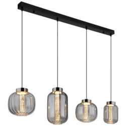 GLOBO LED-Pendelleuchte Rauch schwarz Glas Metall B/H/T: ca. 21x150x120 cm