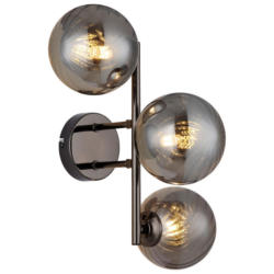 GLOBO LED-Wandleuchte Chrom schwarz Rauch Glas Metall B/H/T: ca. 28x25x36 cm 3 Brennstellen