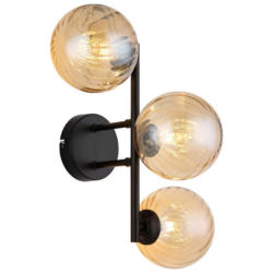 GLOBO LED-Wandleuchte amber schwarz Metall Glas B/H/T: ca. 28x25x36 cm 3 Brennstellen