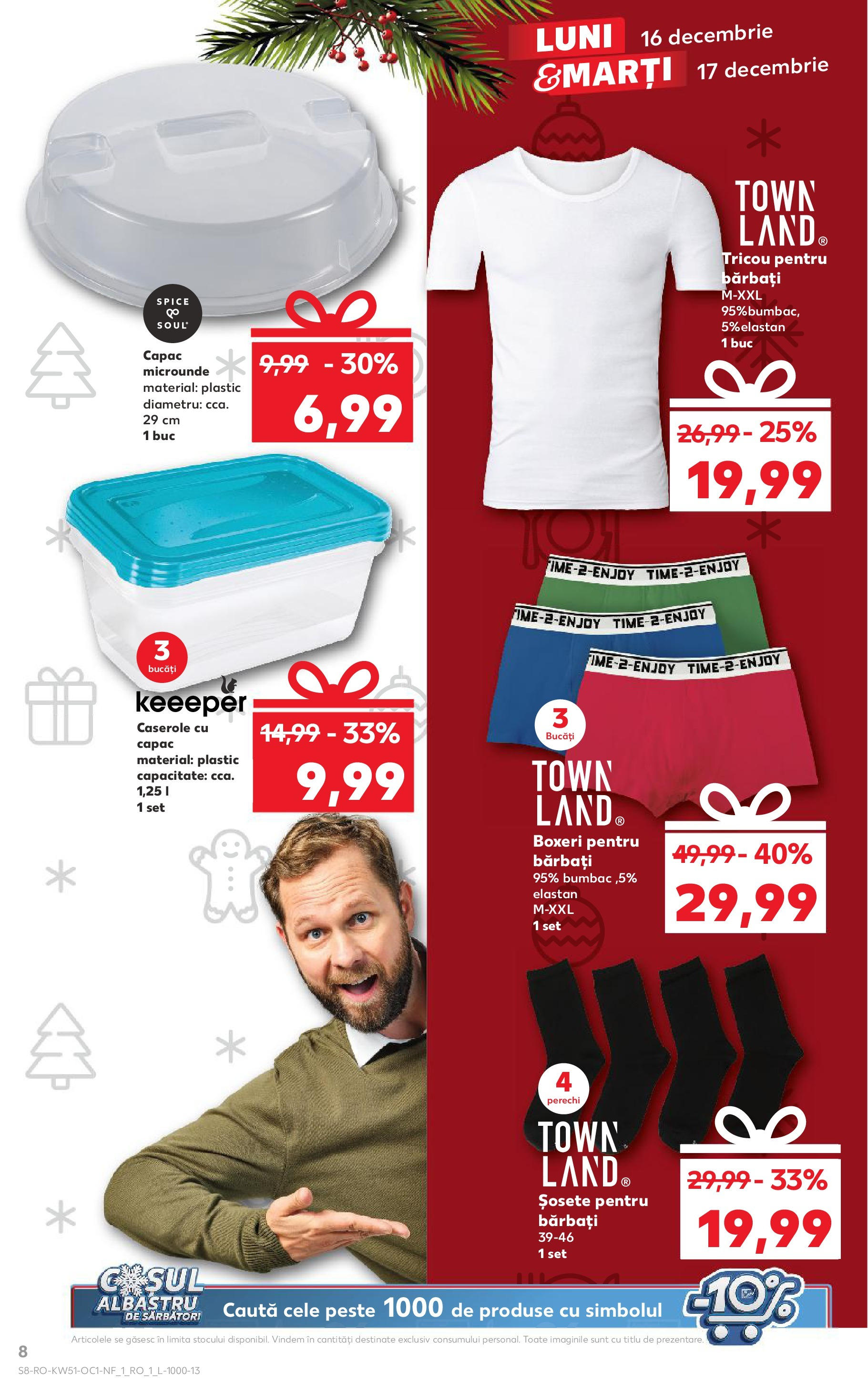 Kaufland - Catalog Kaufland până în data de 17.12.2024 15.12.2024 - Revista si Oferta | Pagină: 8 | Produse: Caserole, Tricou, Șosete, Boxeri