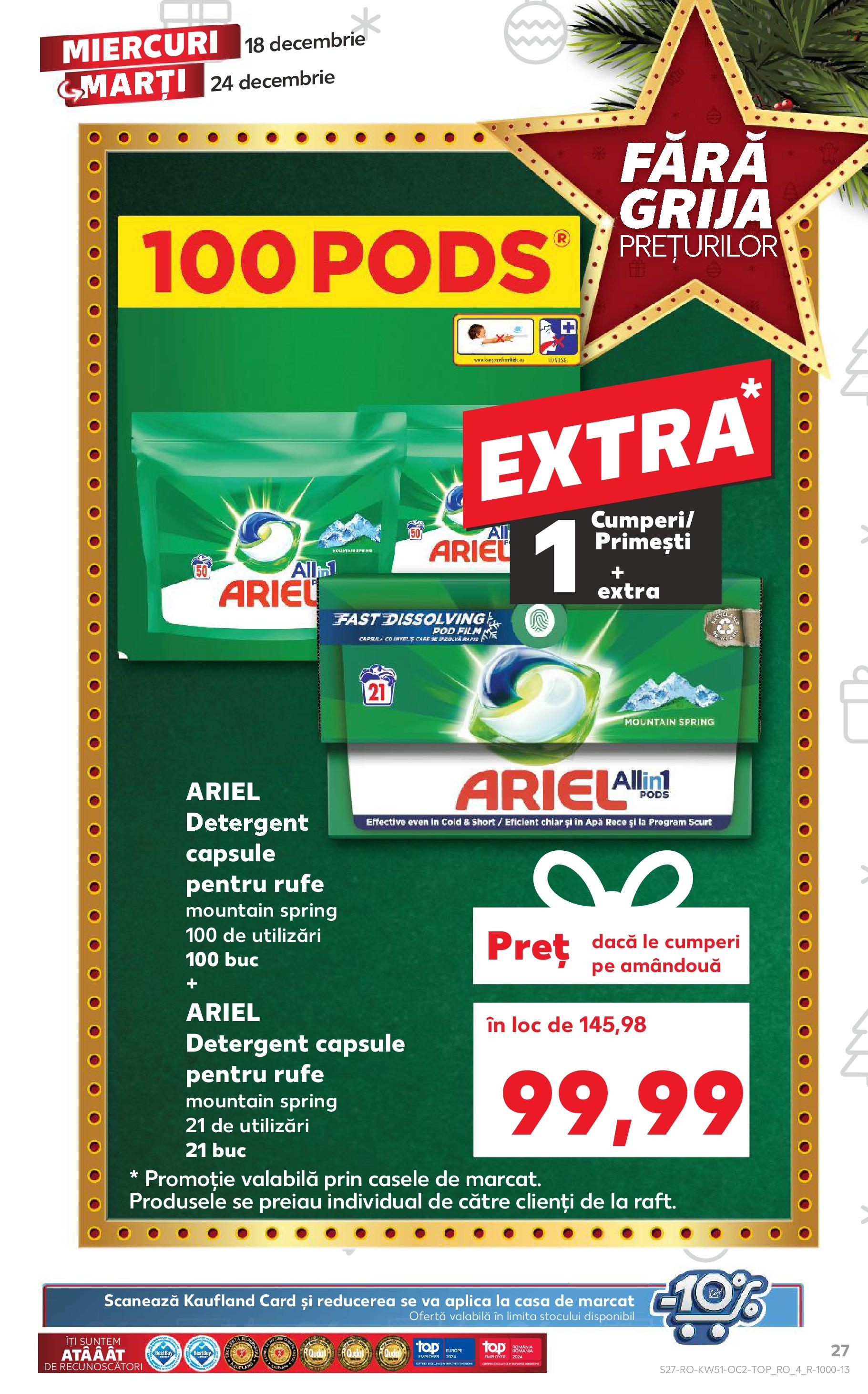 Kaufland - Catalog Kaufland până în data de 22.12.2024 17.12.2024 - Revista si Oferta | Pagină: 27 | Produse: Detergent, Apă