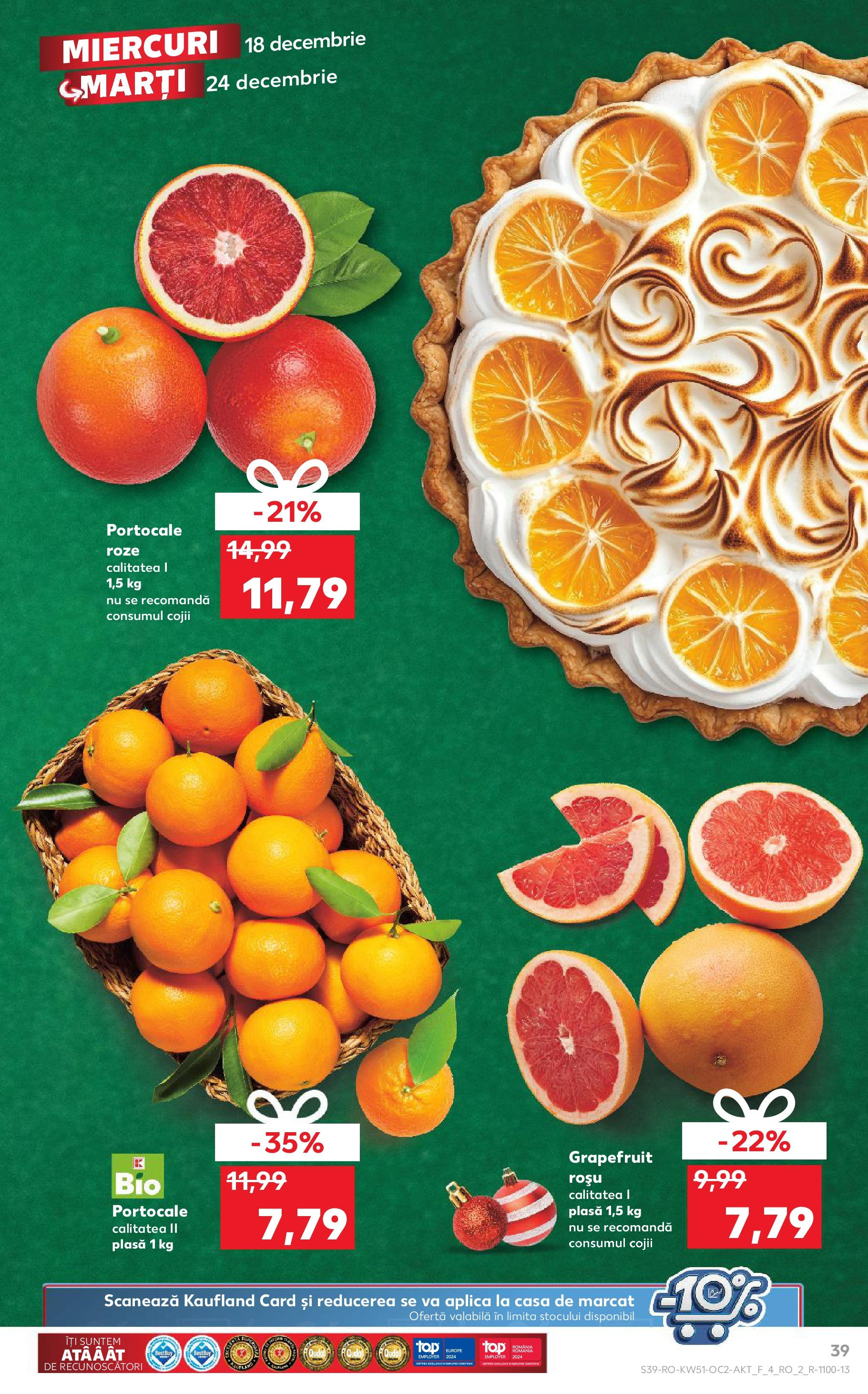 Kaufland - Catalog Kaufland până în data de 22.12.2024 17.12.2024 - Revista si Oferta | Pagină: 39 | Produse: Portocale