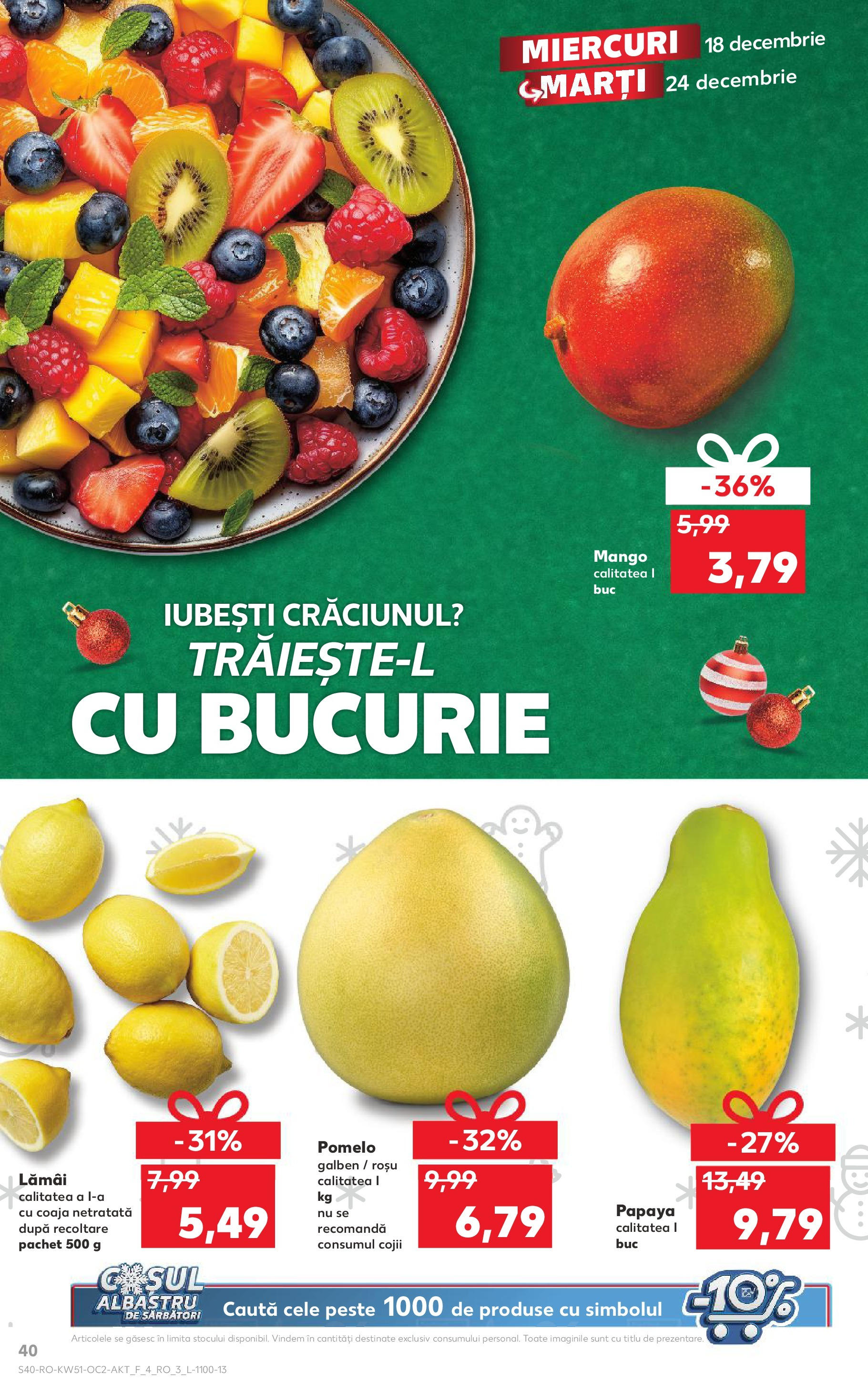 Kaufland - Catalog Kaufland până în data de 22.12.2024 17.12.2024 - Revista si Oferta | Pagină: 40 | Produse: Pește, Mango