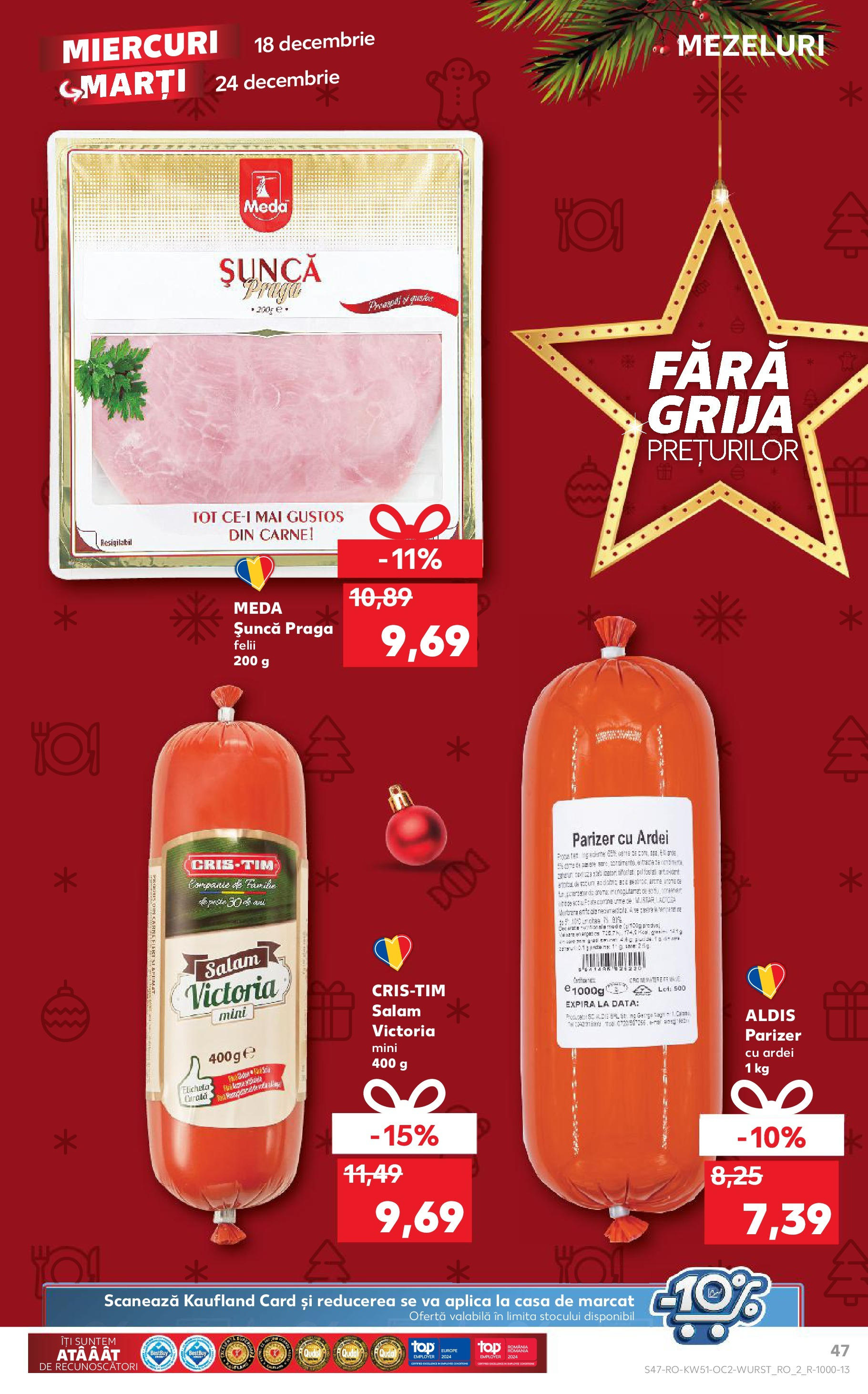 Kaufland - Catalog Kaufland până în data de 22.12.2024 17.12.2024 - Revista si Oferta | Pagină: 47 | Produse: Ardei, Salam, Șuncă, Parizer