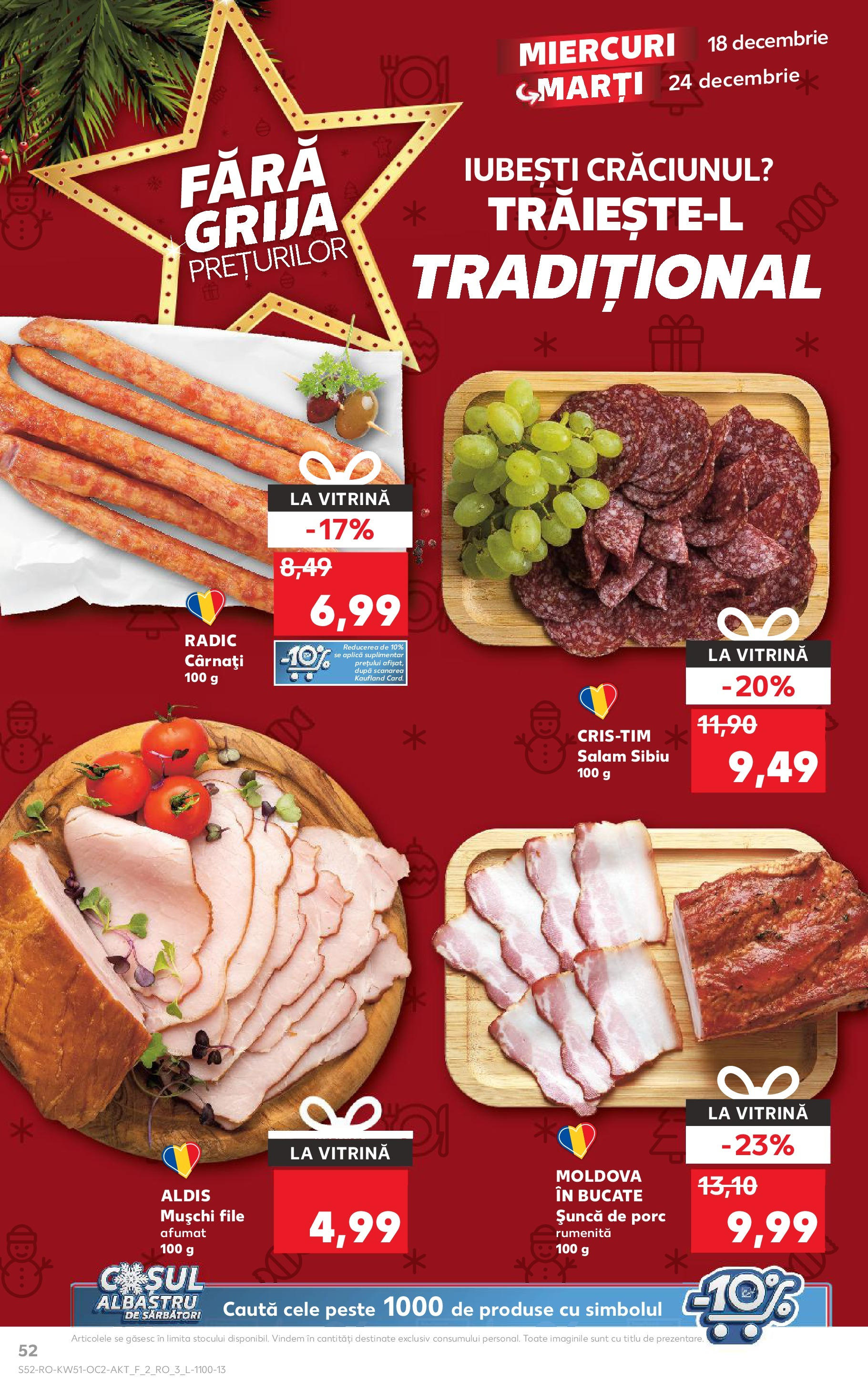 Kaufland - Catalog Kaufland până în data de 22.12.2024 17.12.2024 - Revista si Oferta | Pagină: 52 | Produse: Vitrină, Salam, Șuncă, Pește