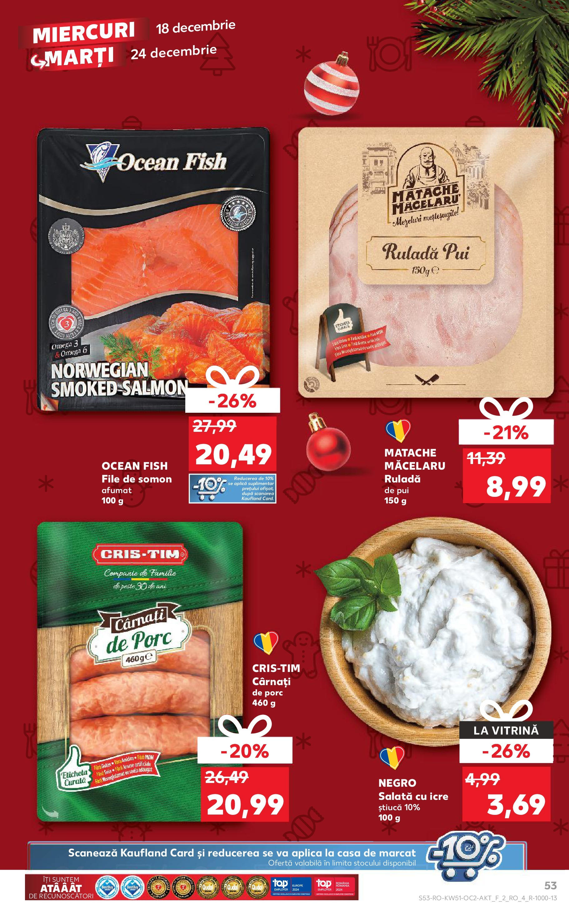 Kaufland - Catalog Kaufland până în data de 22.12.2024 17.12.2024 - Revista si Oferta | Pagină: 53 | Produse: Vitrină, Salată cu icre, Salată, Cârnați