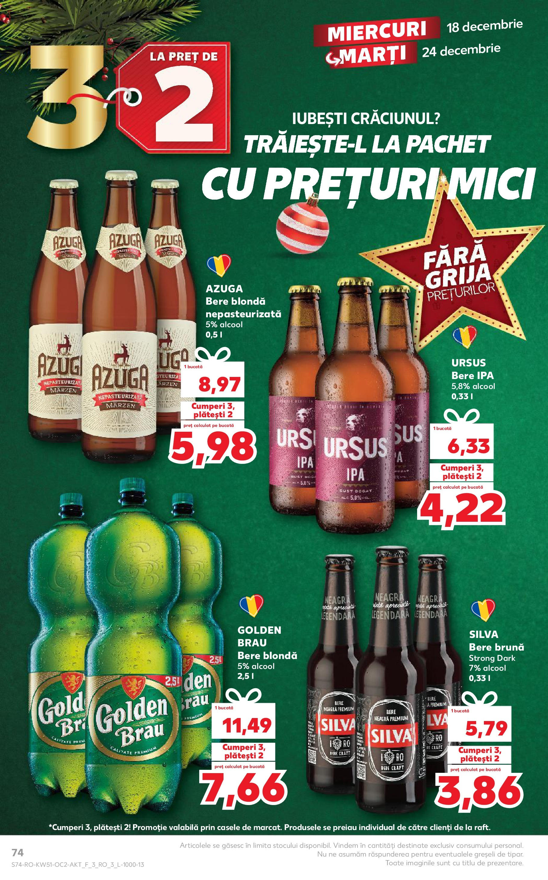 Kaufland - Catalog Kaufland până în data de 22.12.2024 17.12.2024 - Revista si Oferta | Pagină: 74 | Produse: Pate, Mici, Bere