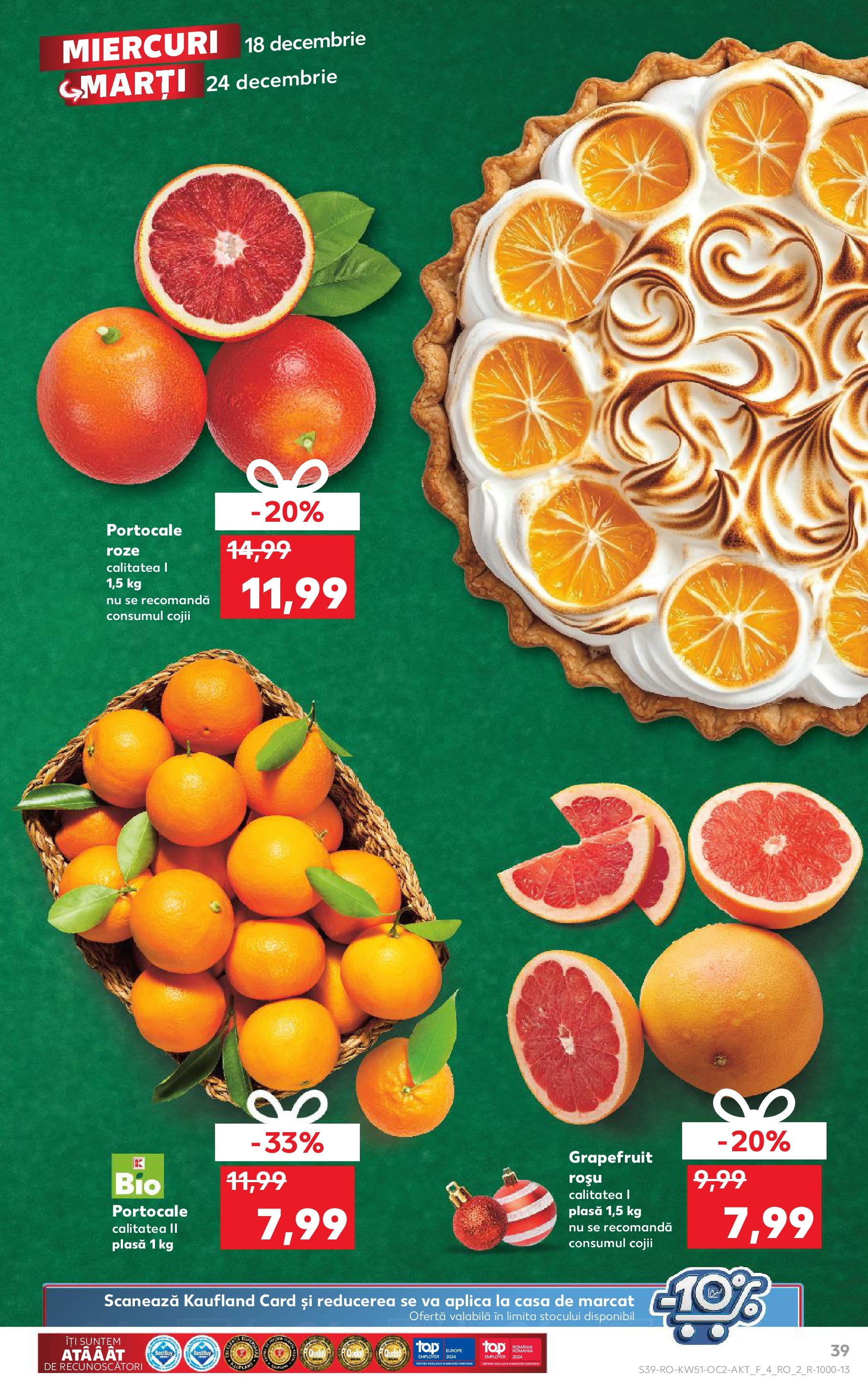 Kaufland - Catalog Kaufland până în data de 22.12.2024 17.12.2024 - Revista si Oferta | Pagină: 39 | Produse: Portocale