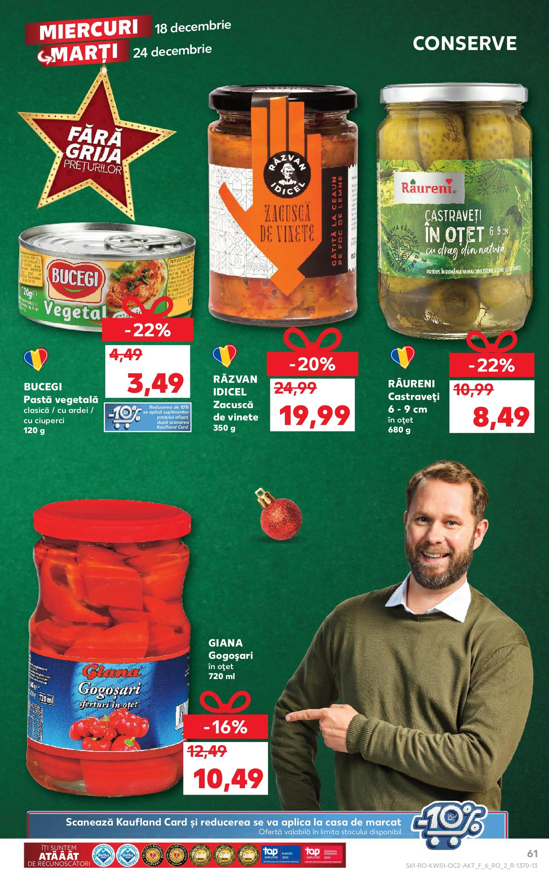 Kaufland - Catalog Kaufland până în data de 22.12.2024 17.12.2024 - Revista si Oferta | Pagină: 61 | Produse: Ciuperci, Oțet, Castraveți, Zacuscă