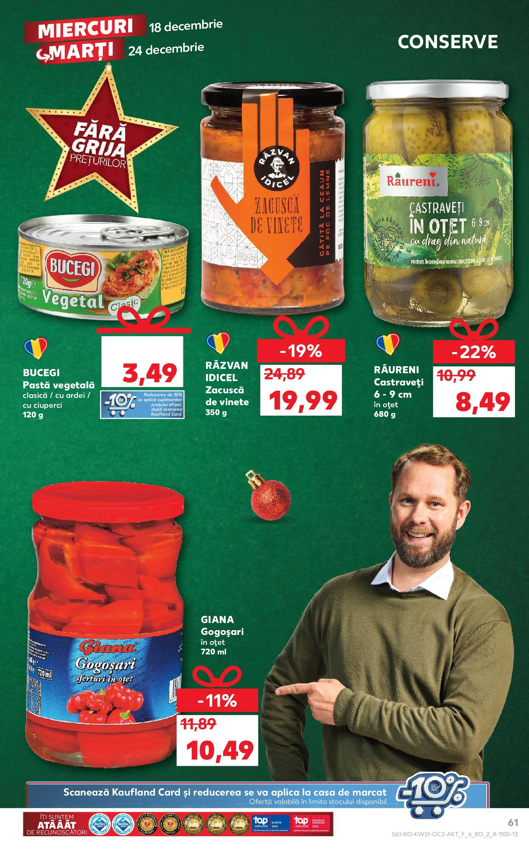 Kaufland - Catalog Kaufland până în data de 22.12.2024 17.12.2024 - Revista si Oferta | Pagină: 61 | Produse: Ciuperci, Ardei, Oțet, Castraveți