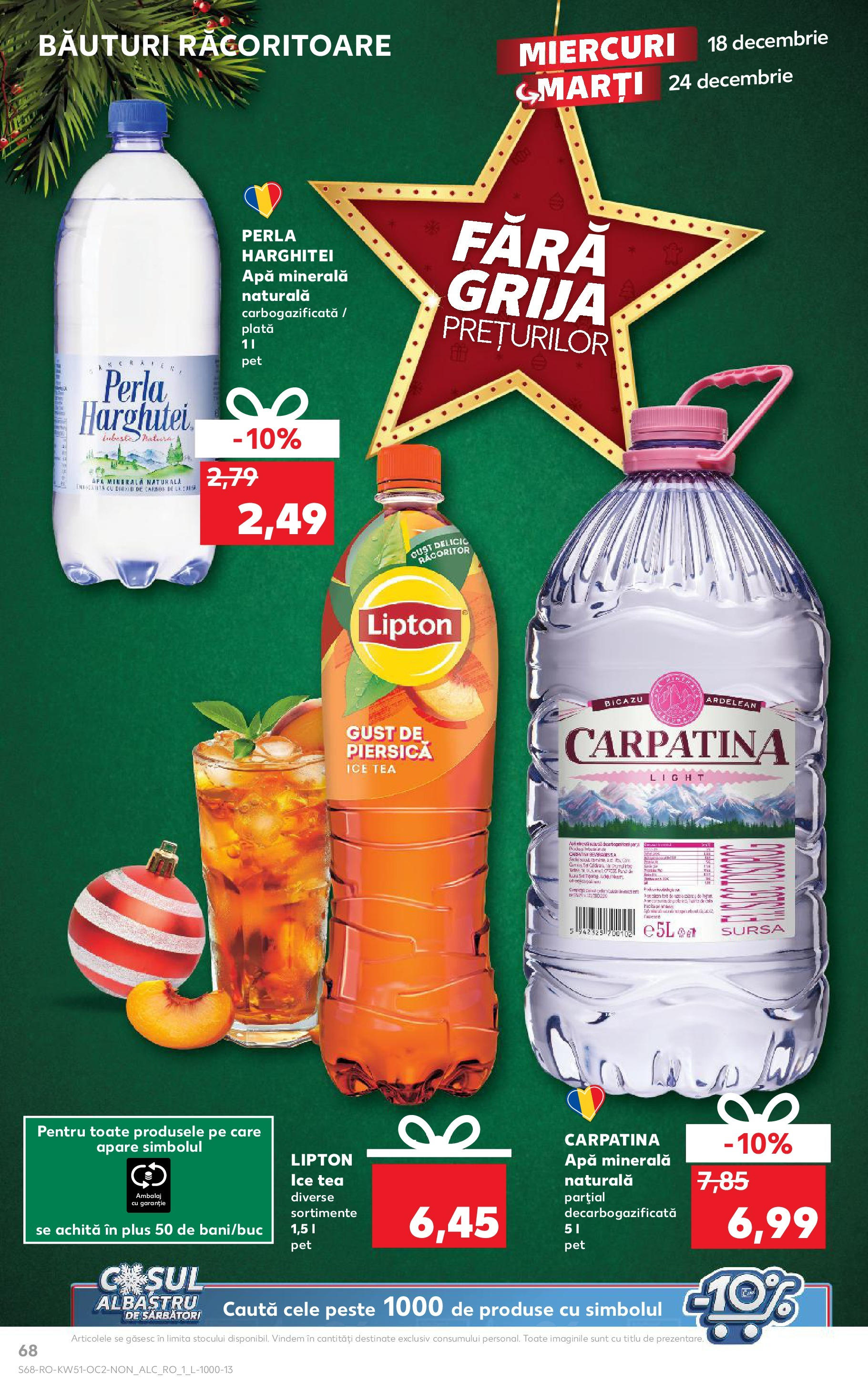 Kaufland - Catalog Kaufland până în data de 22.12.2024 17.12.2024 - Revista si Oferta | Pagină: 68 | Produse: Piersică, Pește, Ice tea, Apă