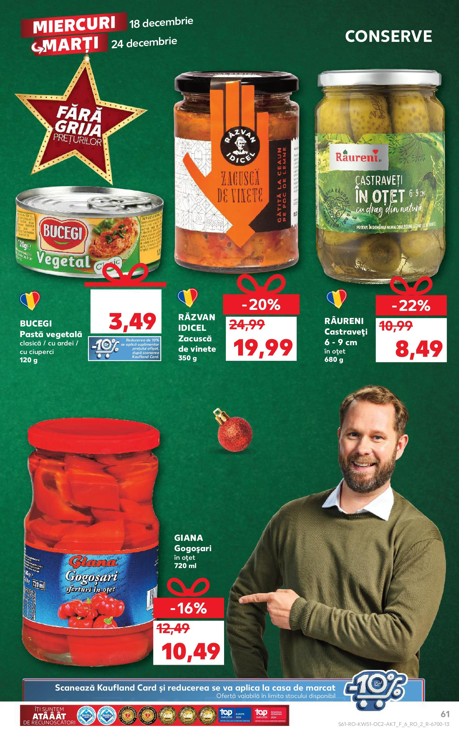 Kaufland - Catalog Kaufland până în data de 22.12.2024 17.12.2024 - Revista si Oferta | Pagină: 61 | Produse: Ciuperci, Ardei, Castraveți, Zacuscă