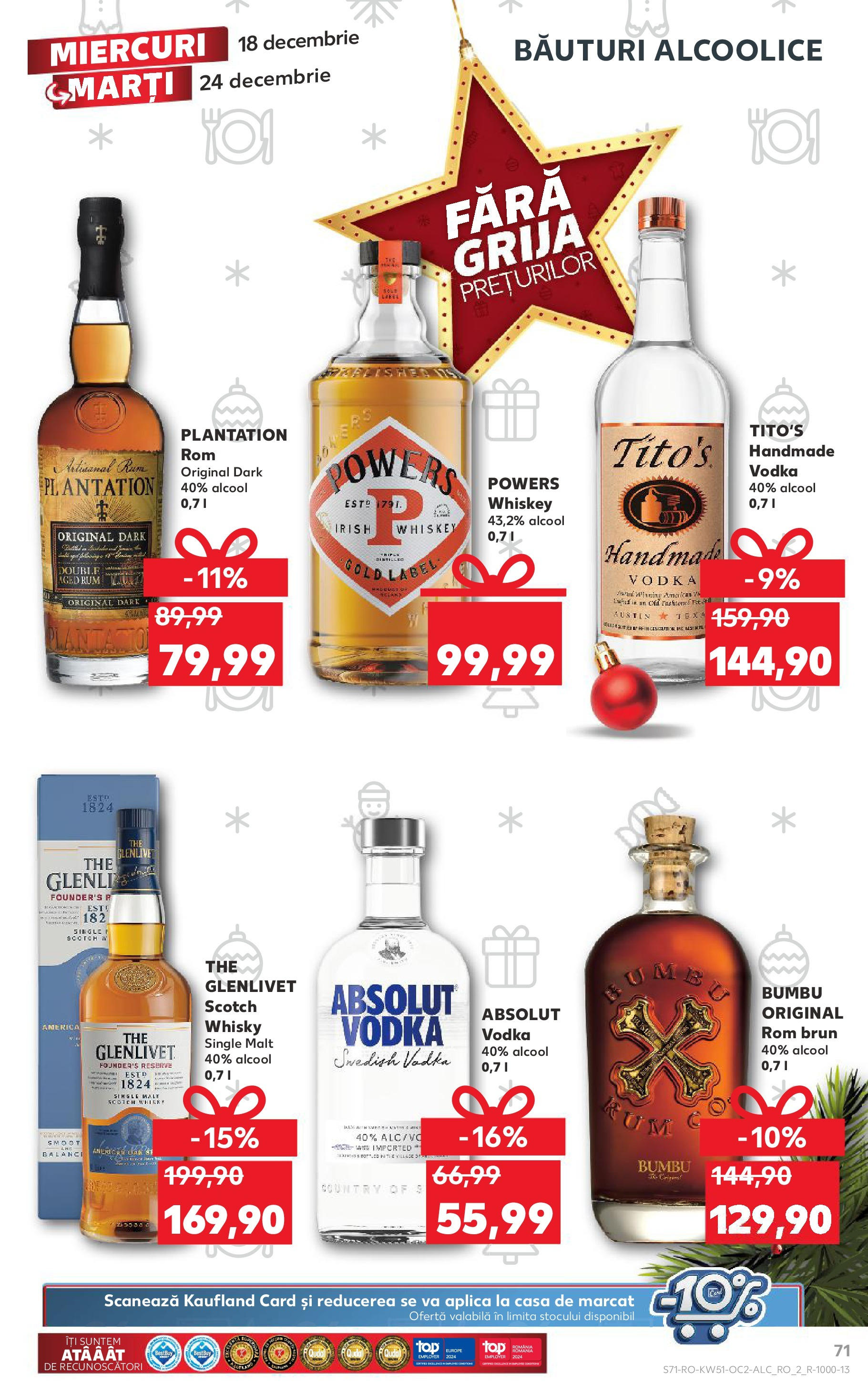 Catalog Kaufland CRĂCIUN de la 18.12.2024 | Pagină: 71 | Produse: Rom, Vodka, Whiskey