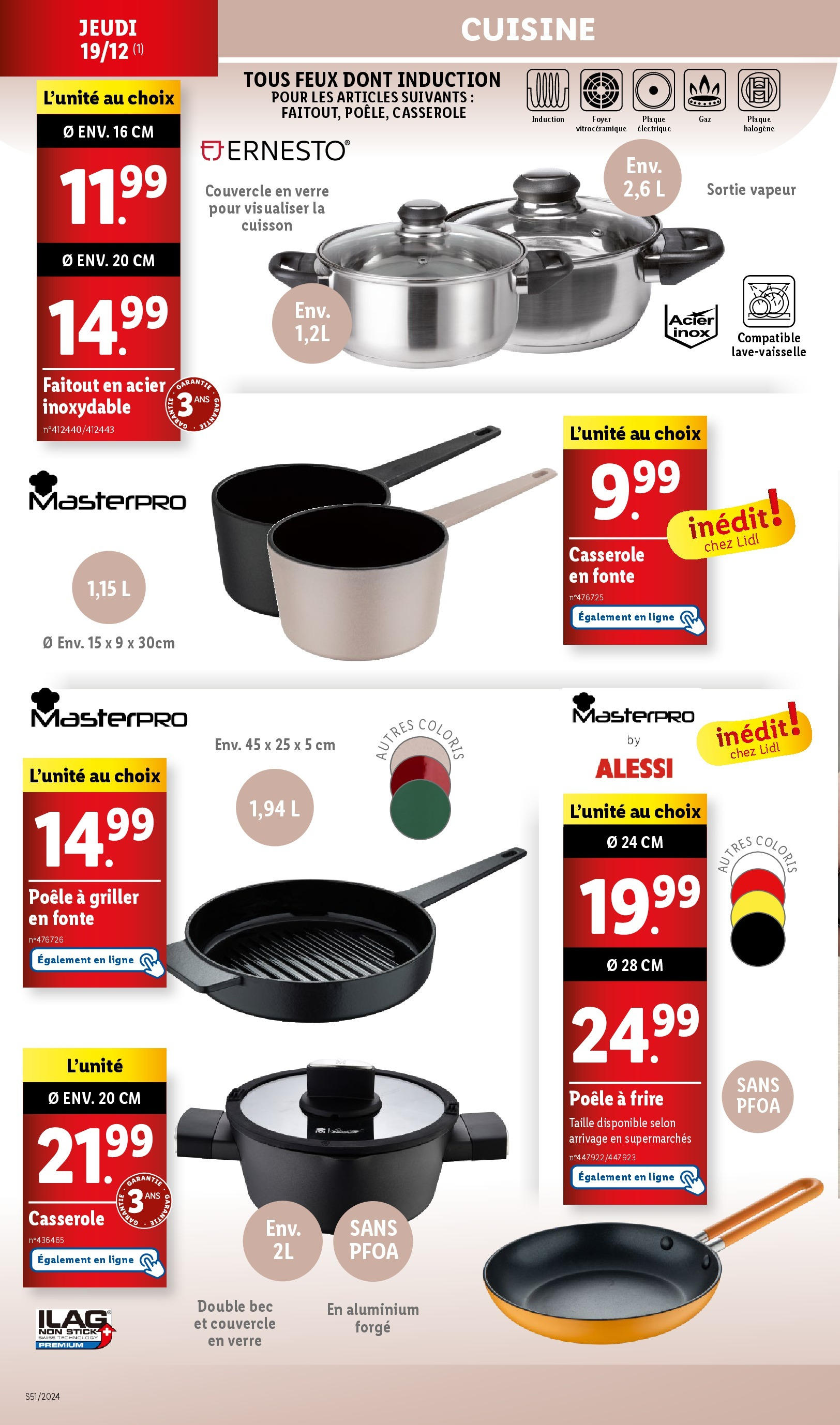 Catalogue LIDL du 17/12/2024 | Promo prospectus en ligne | Page: 2 | Produits: Poêle, Casserole