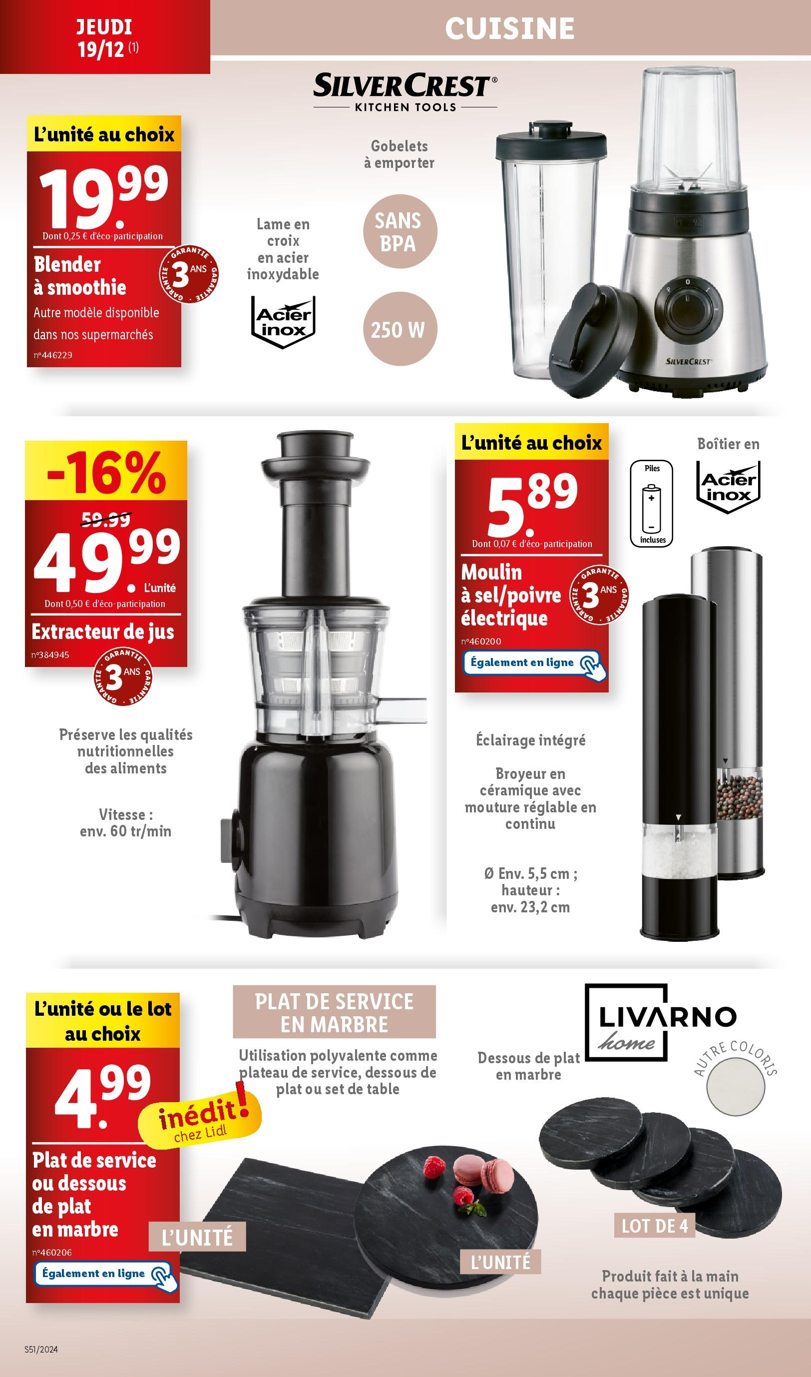 Catalogue LIDL du 17/12/2024 | Promo prospectus en ligne | Page: 4 | Produits: Blender, Broyeur, Table, Jus