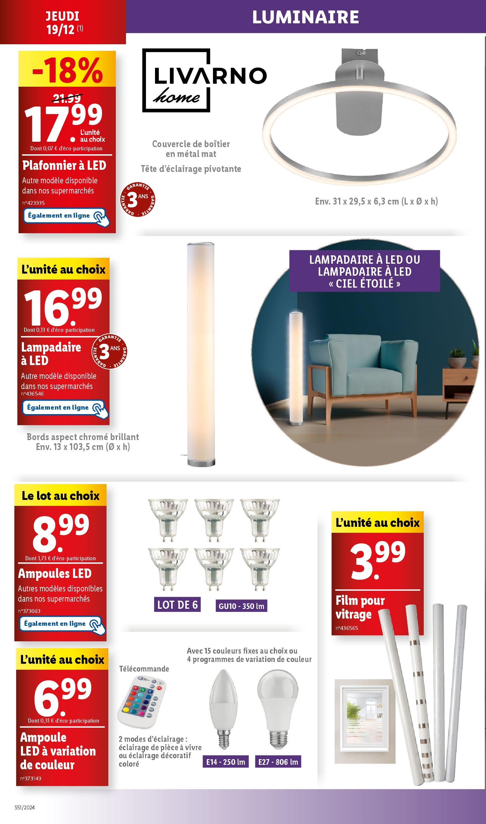 Catalogue LIDL du 17/12/2024 | Promo prospectus en ligne | Page: 8 | Produits: Plafonnier, Lampadaire, Télécommande