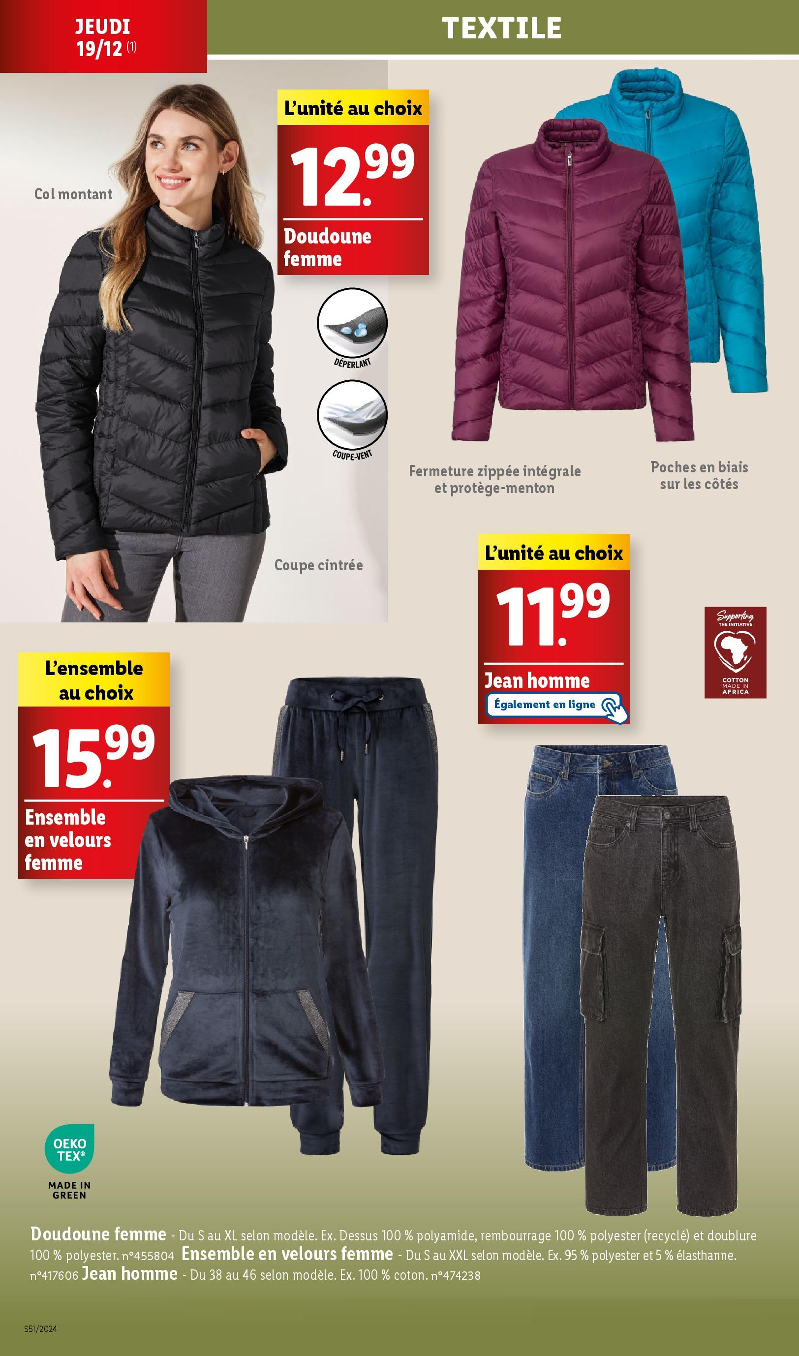 Catalogue LIDL du 17/12/2024 | Promo prospectus en ligne | Page: 12 | Produits: Doudoune femme, Thé, Doudoune