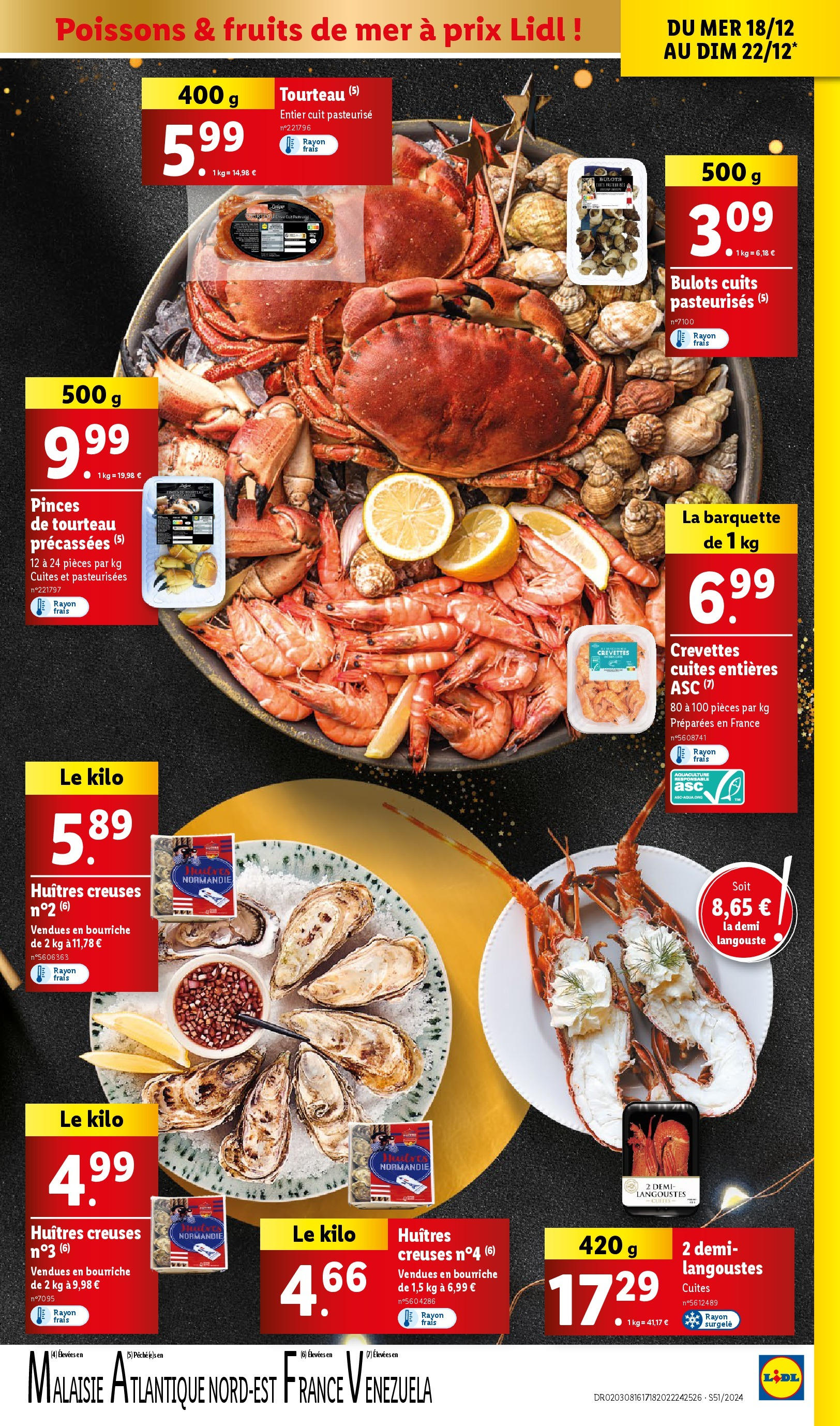 Catalogue LIDL du 15/12/2024 | Promo prospectus en ligne | Page: 7 | Produits: Bulots cuits, Huitres creuses, Langouste, Huîtres