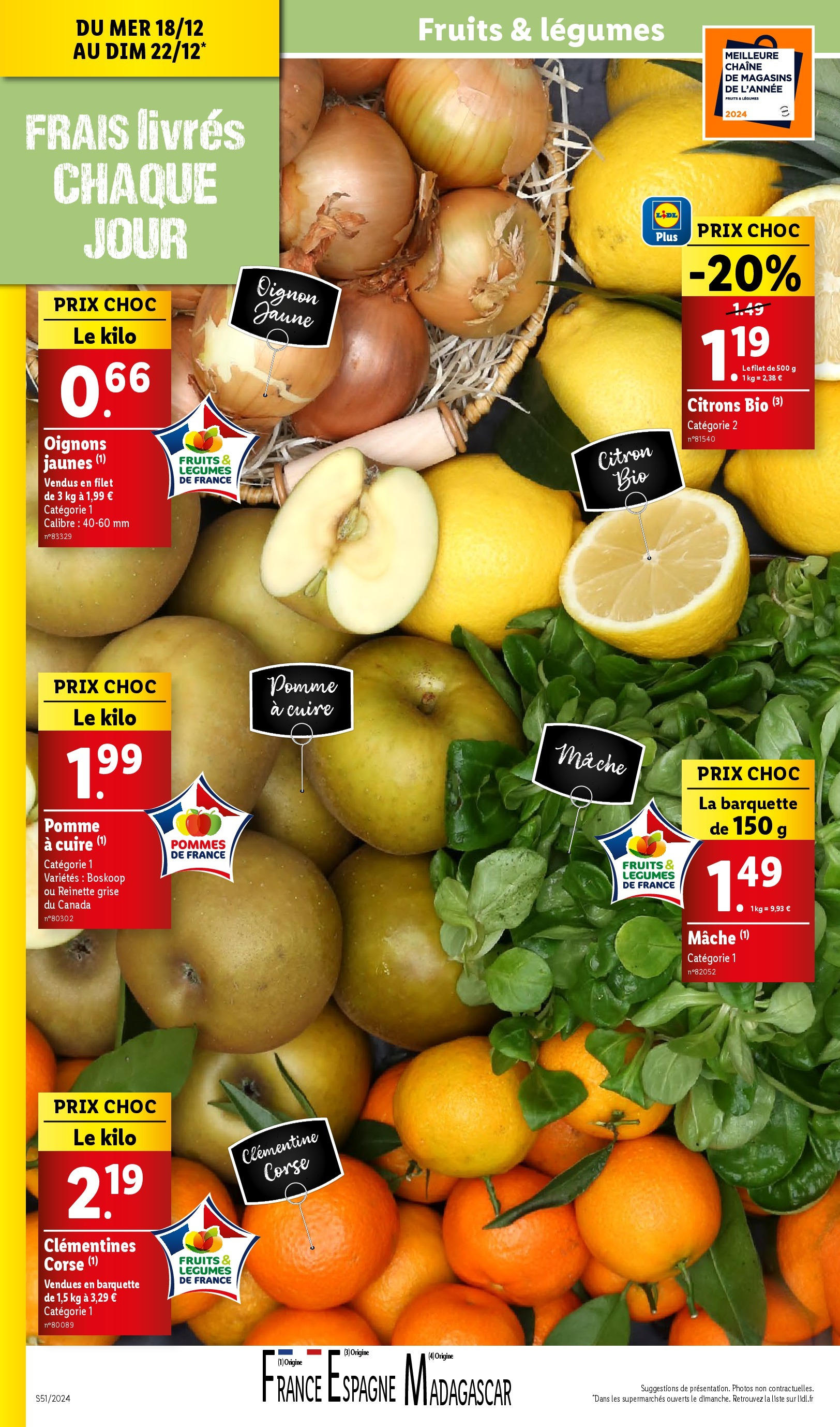 Catalogue LIDL du 15/12/2024 | Promo prospectus en ligne | Page: 8 | Produits: Citron, Clémentine, Oignon, Pommes