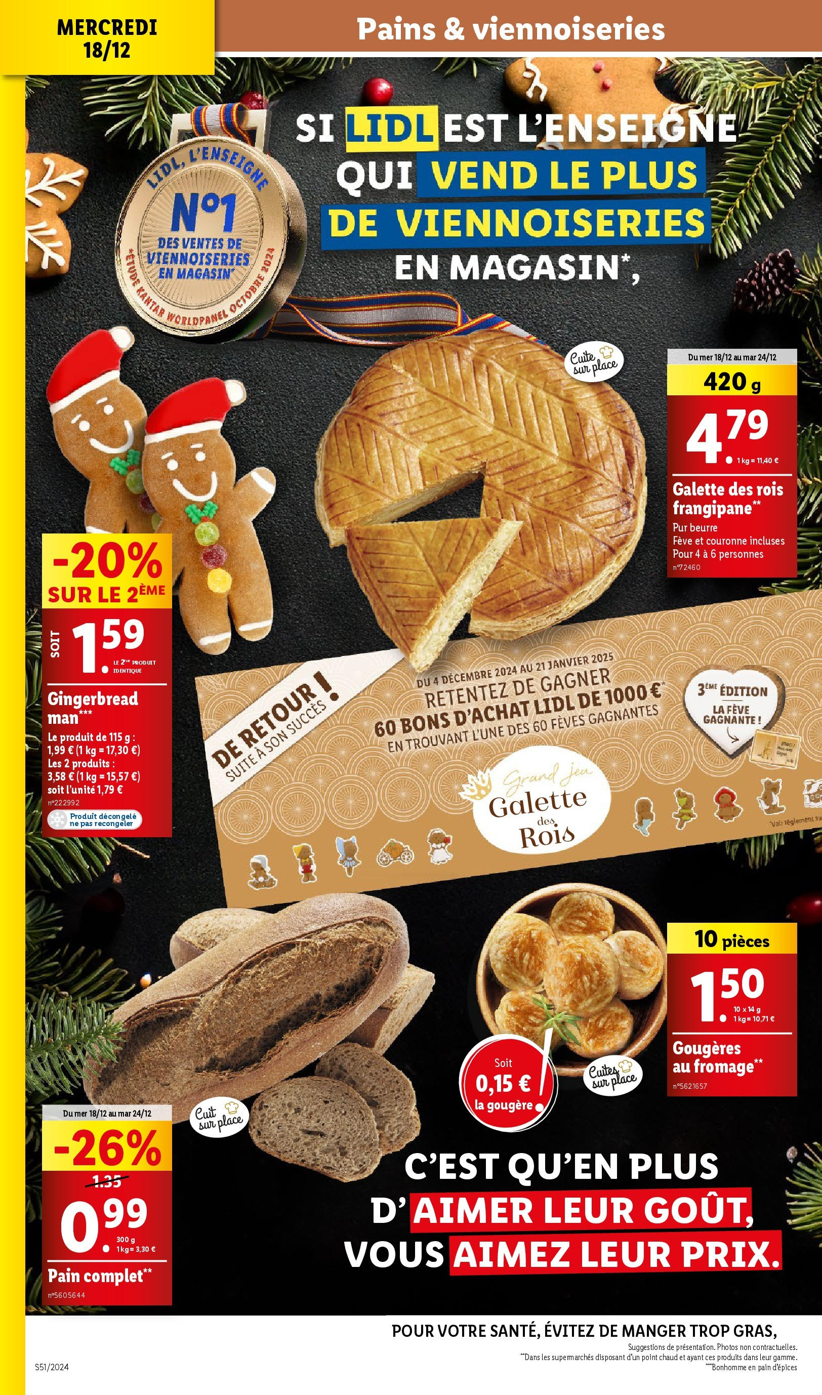 Catalogue LIDL du 15/12/2024 | Promo prospectus en ligne | Page: 10 | Produits: Galette des rois, Fève, Viennoiseries, Pain