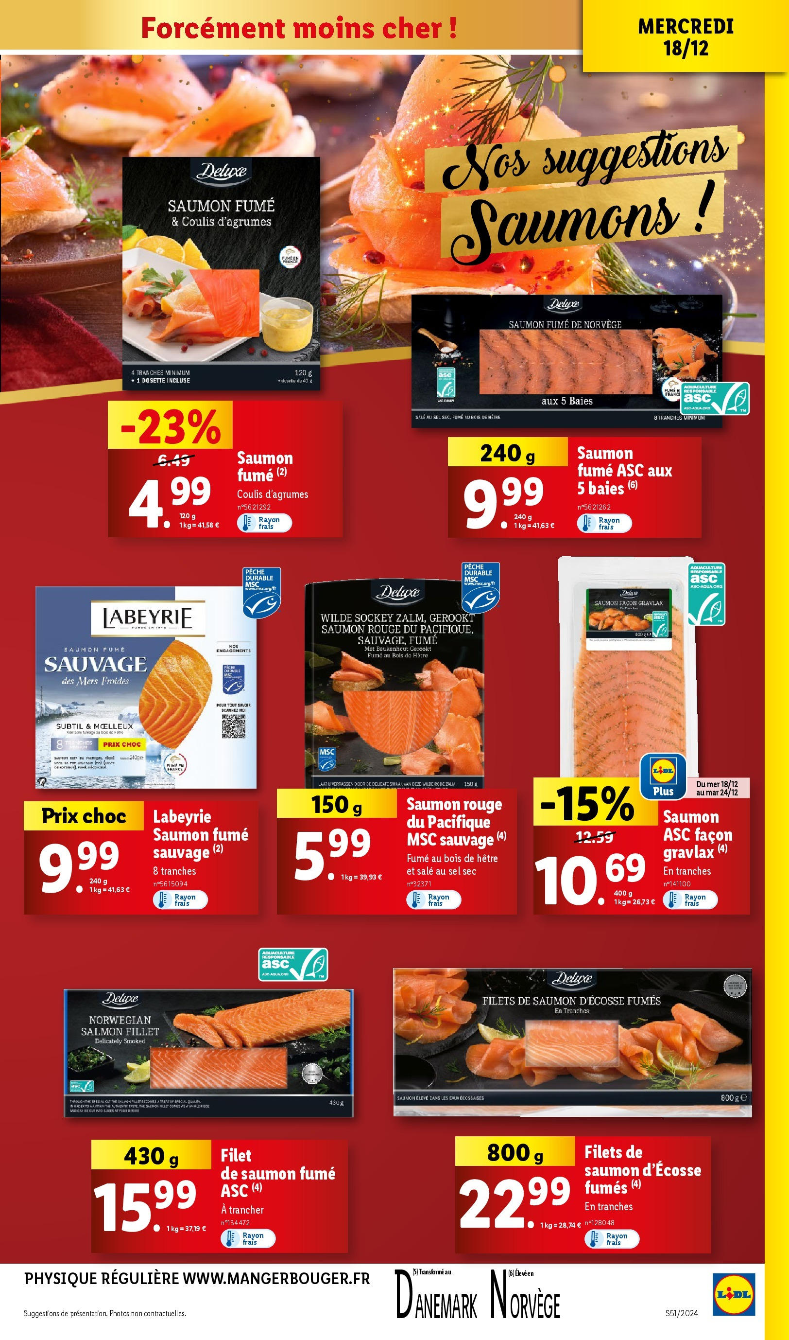 Catalogue LIDL du 15/12/2024 | Promo prospectus en ligne | Page: 13 | Produits: Pêche, Saumon fumé, Sel, Thé