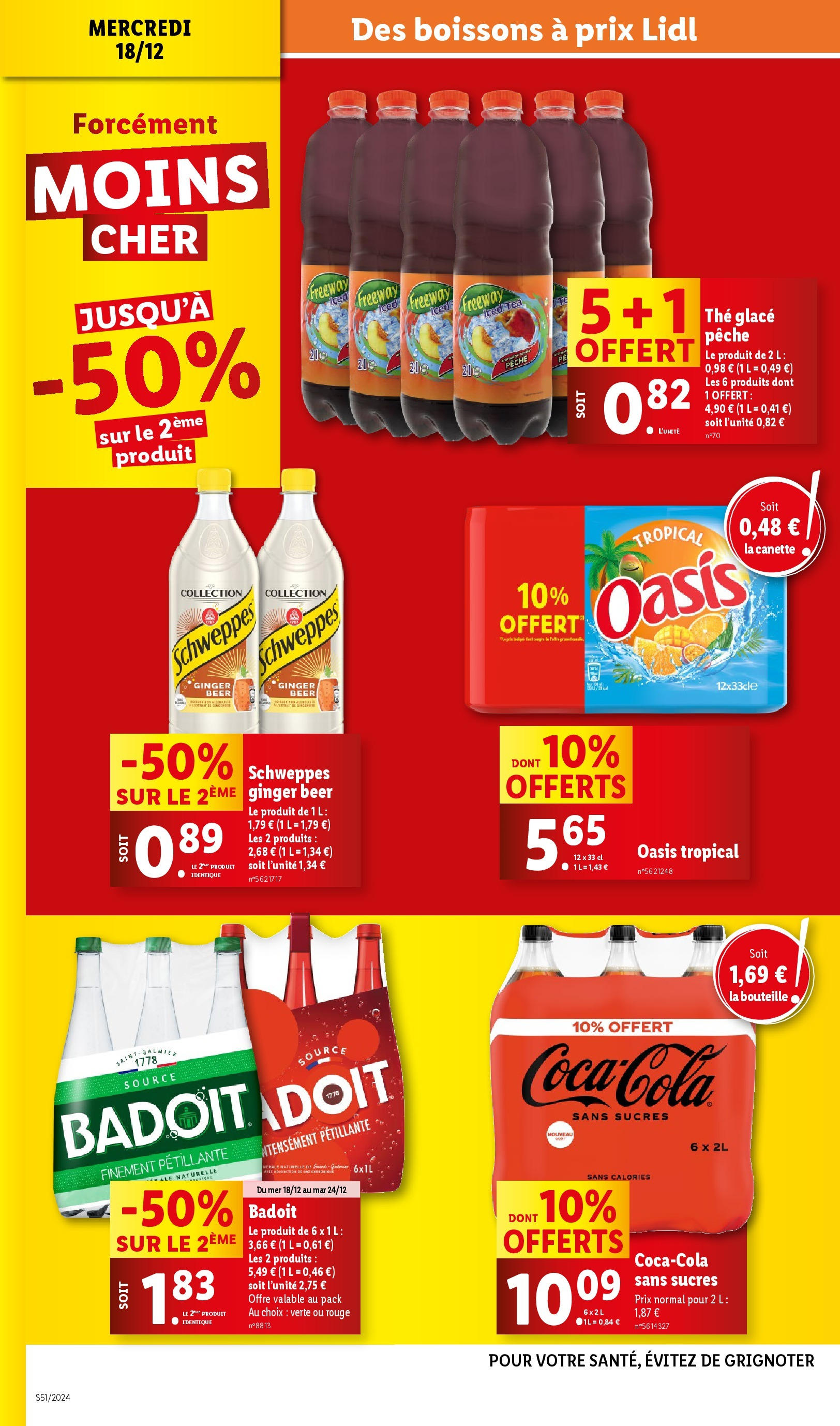 Catalogue LIDL du 15/12/2024 | Promo prospectus en ligne | Page: 28 | Produits: Badoit, Pêche, Oasis tropical, Thé glacé