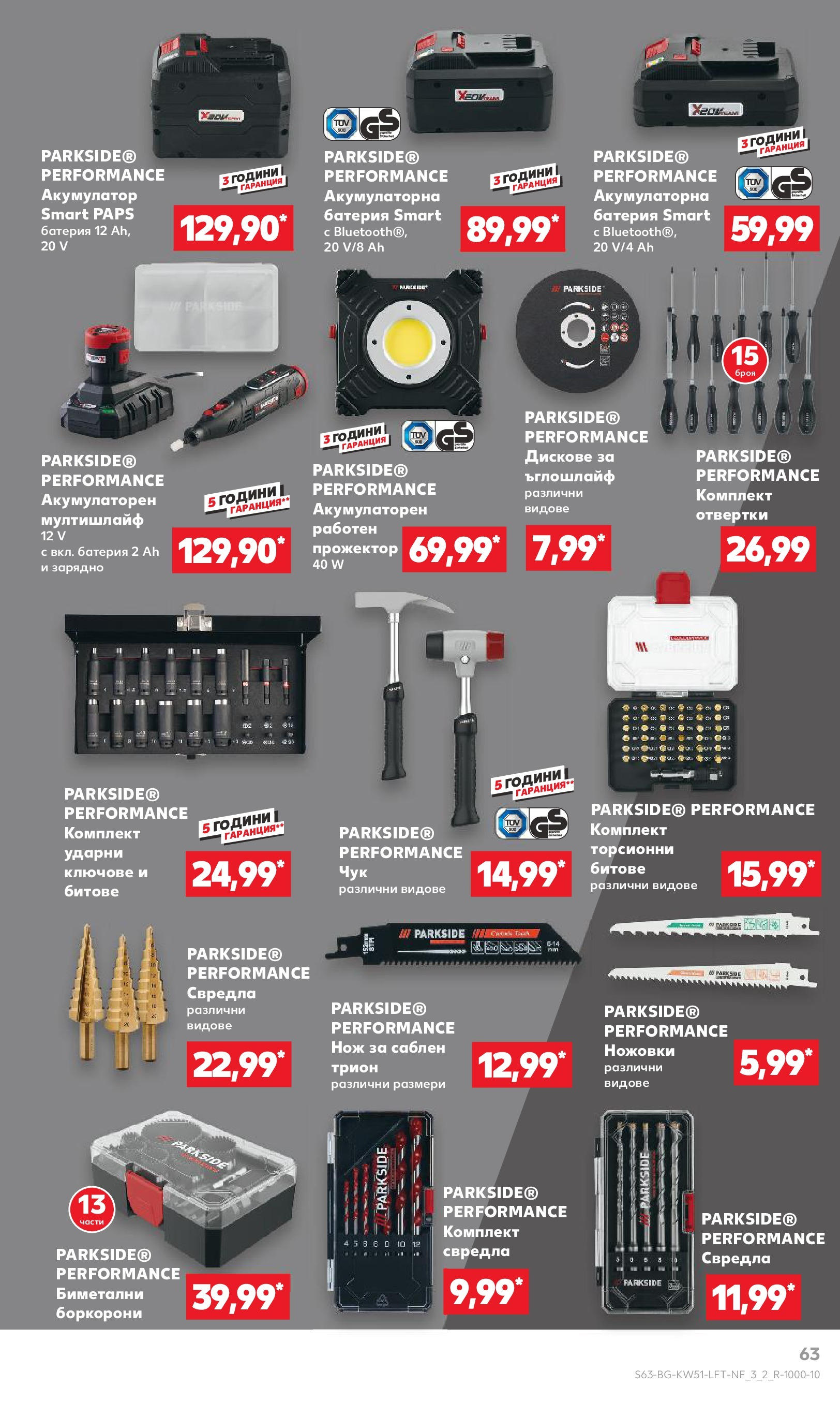 Брошура Кауфланд КОЛЕДА 2024 (16.12. - 22.12.) | Страница: 63 | Продукти: Ключове, Трион, Зарядно, Акумулатор