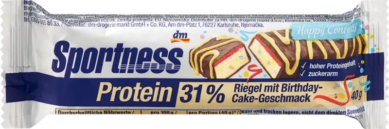 Sportness Proteinriegel 31%, Birthday-Cake Geschmack